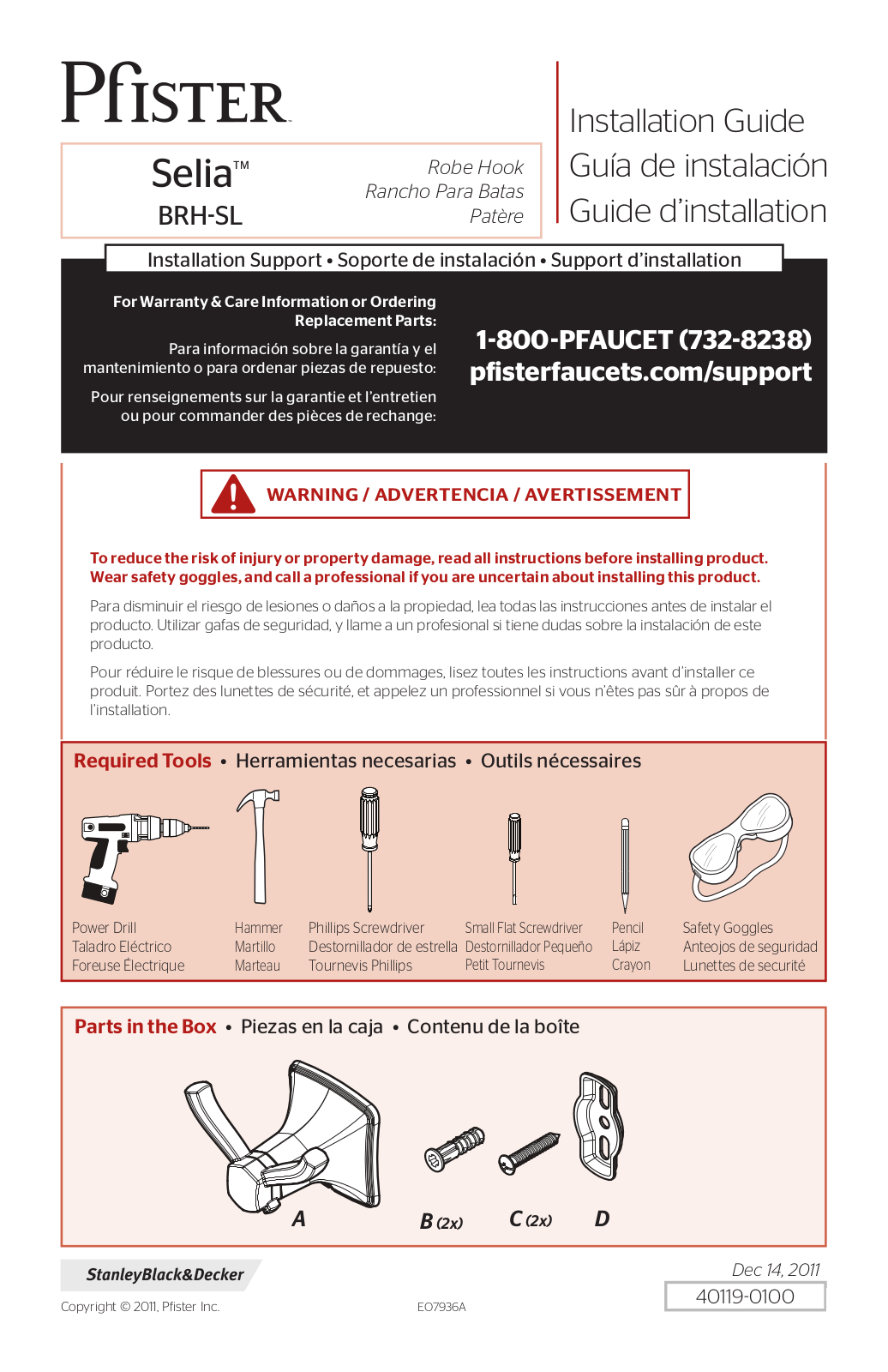 Pfister BRH-SL0K User Manual