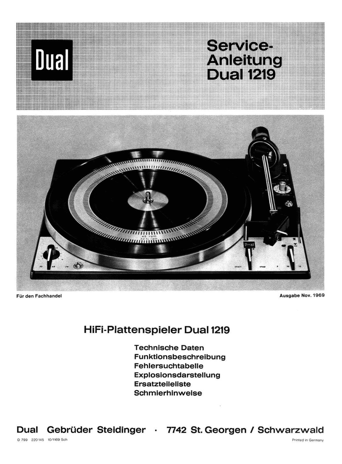 Dual 1219 Service manual