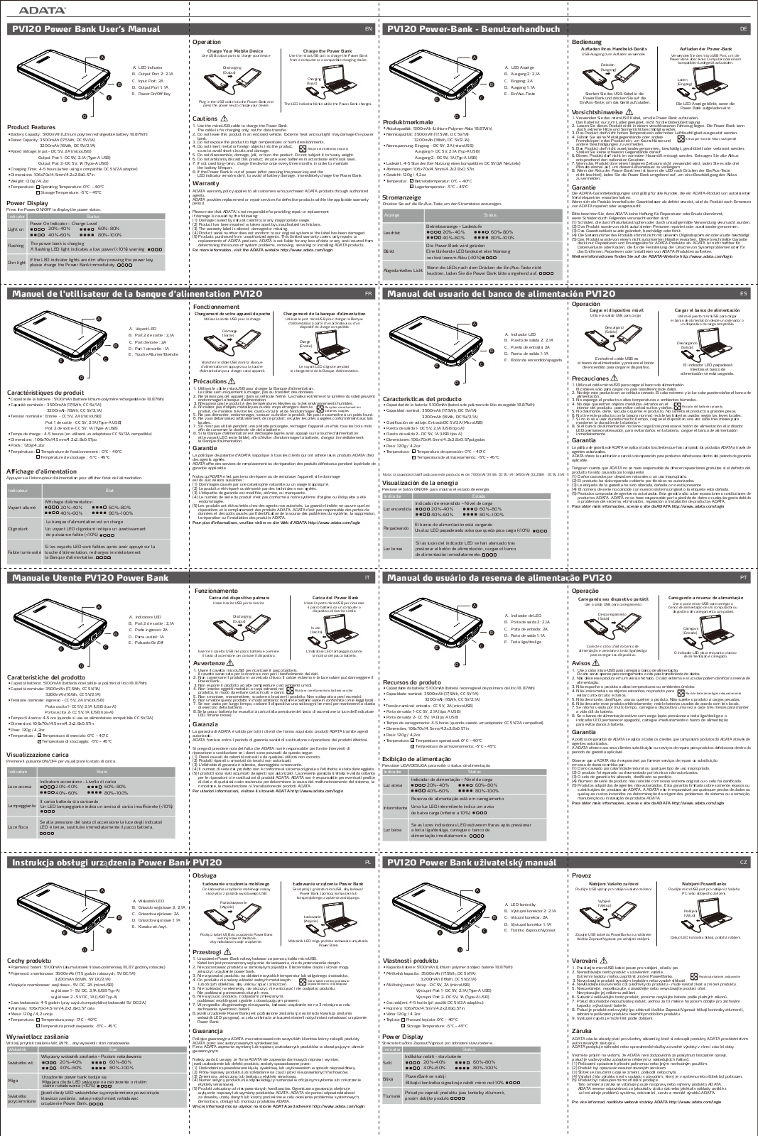 ADATA APV120-5100M-5V-CBL, APV120-5100M-5V-CWH User Manual