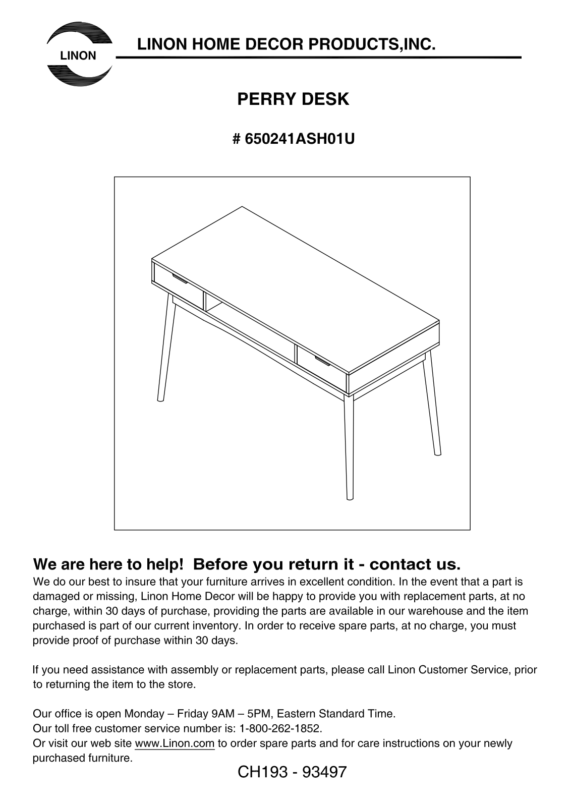 Linon 650241ASH01U Assembly Guide - ManualMachine.com