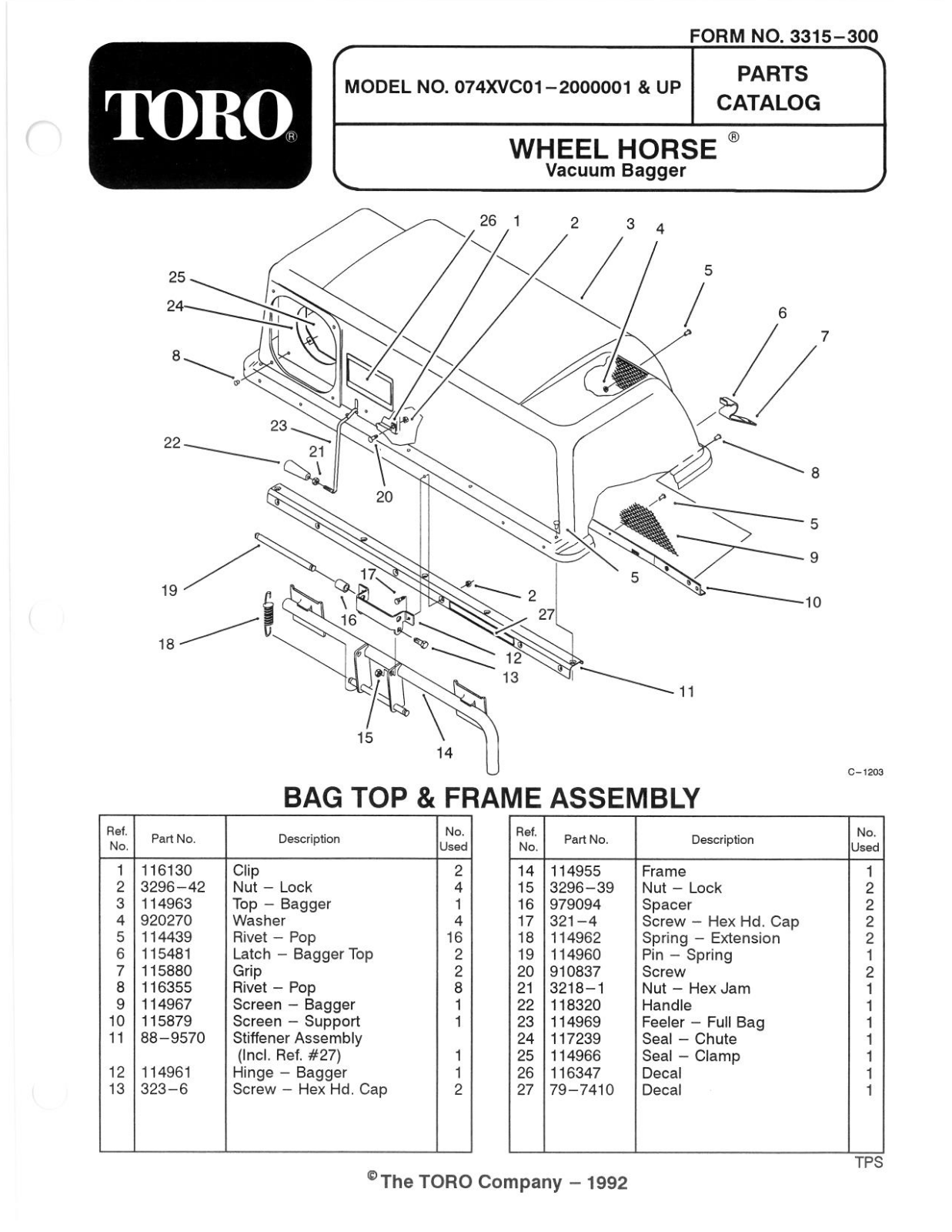 Toro 07-4XVC01, 79301 Parts Catalogue