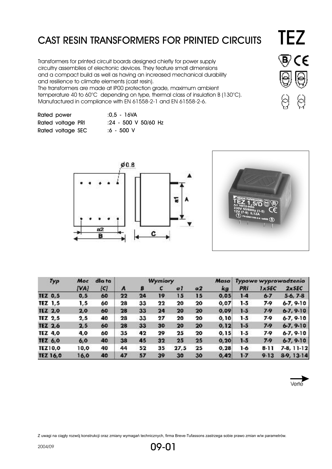 Datasheet TEZ6/D/24V-24V Specification - ManualMachine.com