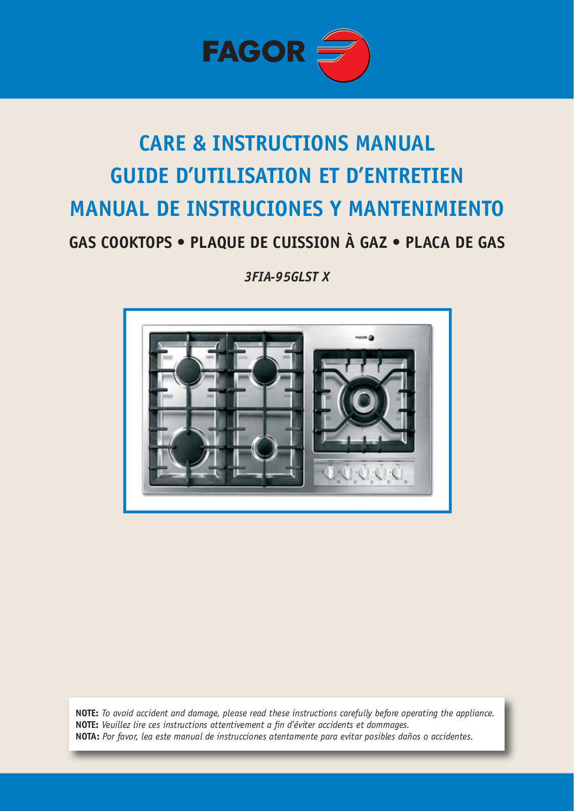 FAGOR 3FIA-95GLST, 3FIA-95GLST X User Manual