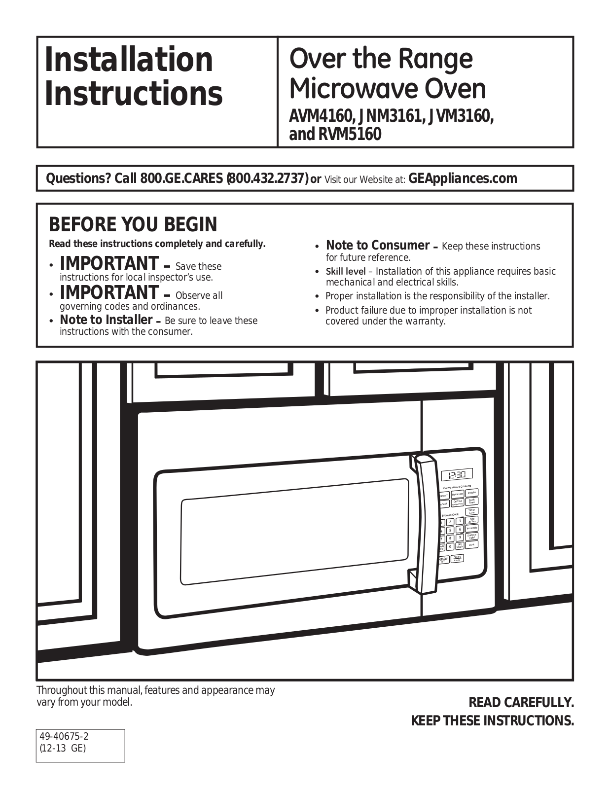 Hot Point AVM4160 Installation  Manual