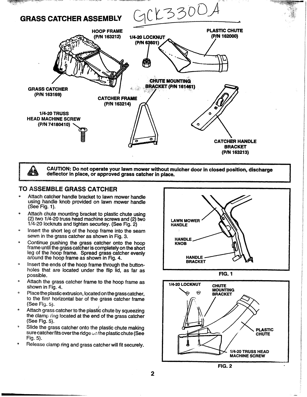 AYP GCK3300A Parts List