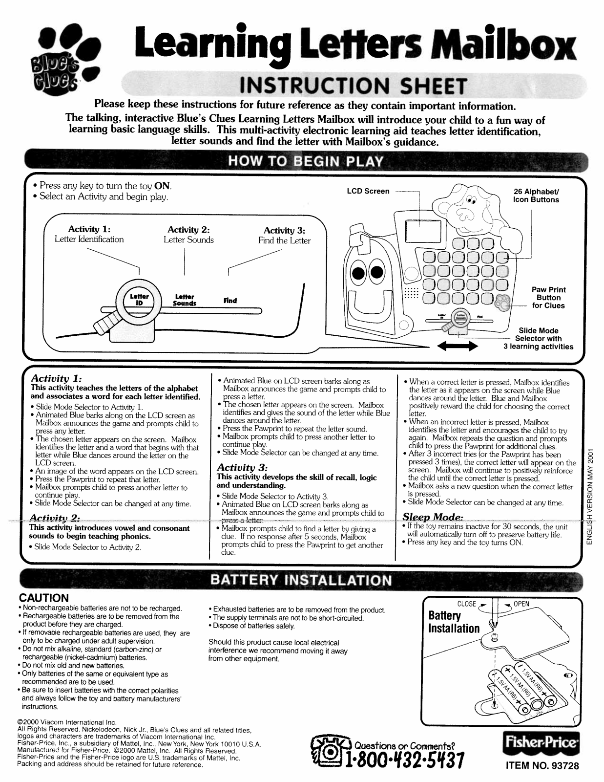 Fisher-Price 93728 User Manual