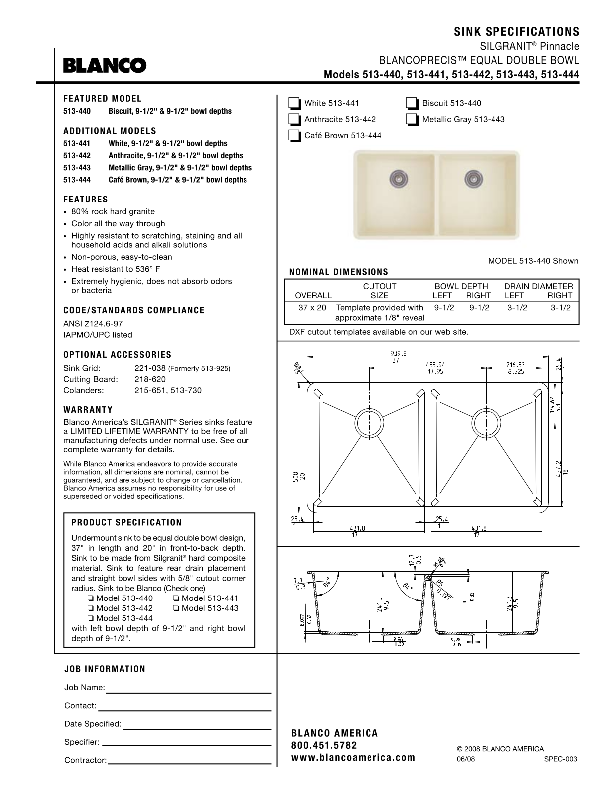 Blanco 513-442, 513-444, 513-441, 513-443 User Manual