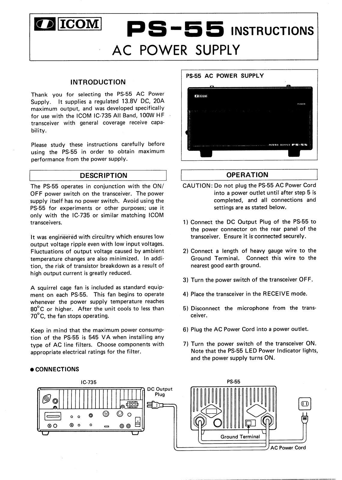 Icom PS-55 User Manual