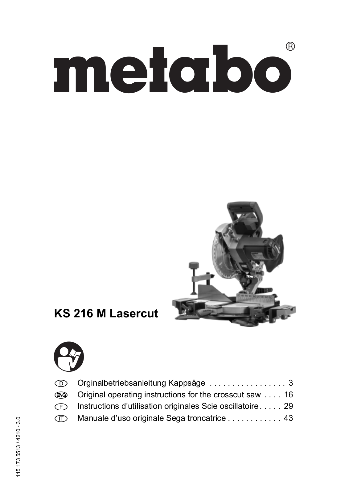 Metabo KS 216 M Lasercut User guide