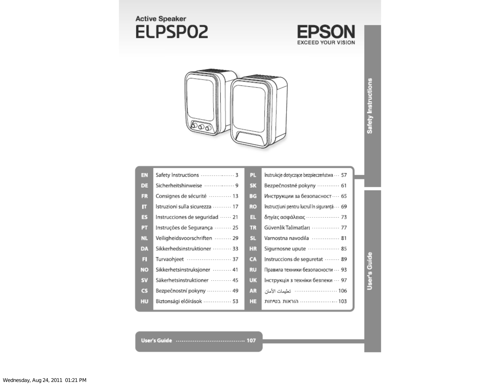 Epson ELPSP02 User's Guide