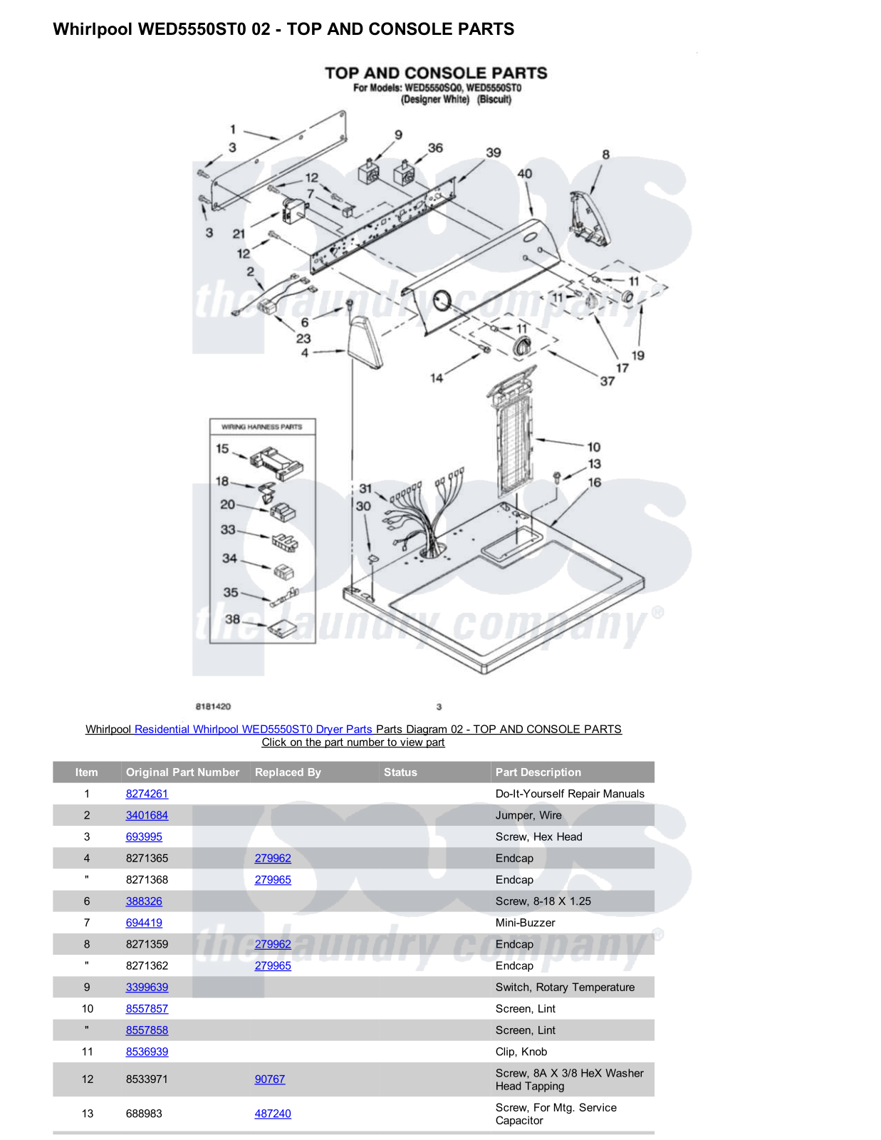 Whirlpool WED5550ST0 Parts Diagram