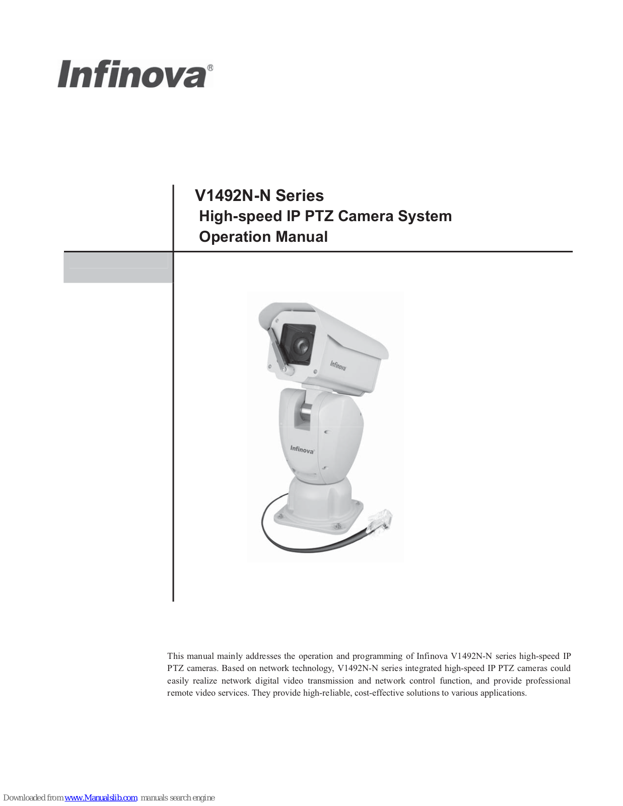 Infinova V1492N-28N06, V1492N-18N06, V1492N-18N16, V1492N-28N05, V1492N-18N15 Operation Manual