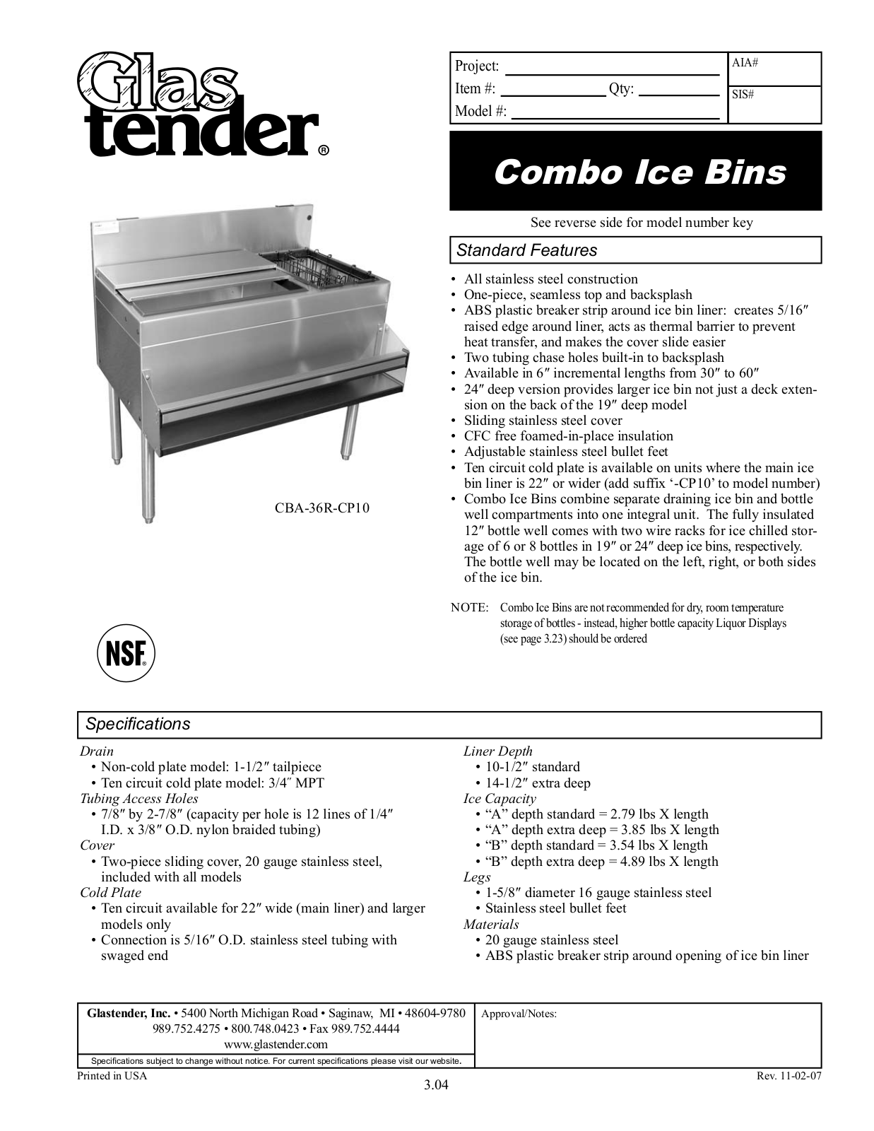 Glastender CBA-36R-CP10 User Manual