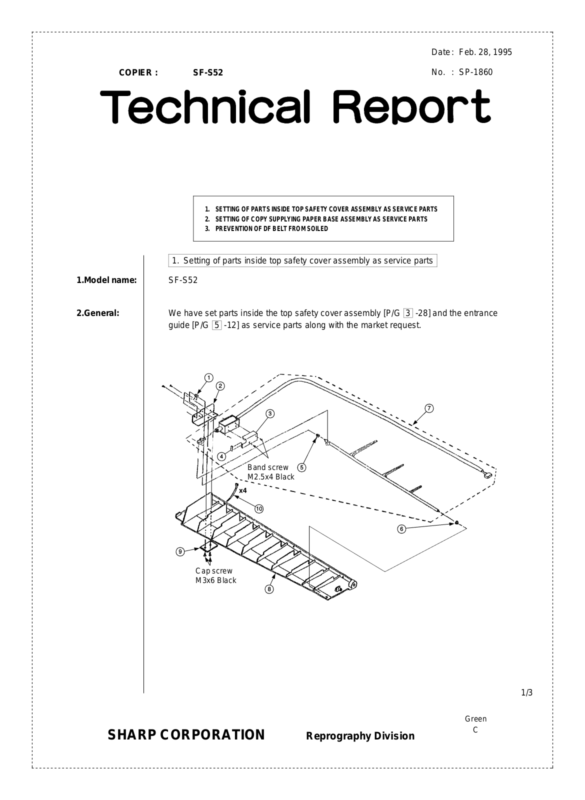 SHARP SP1860 Technical Report