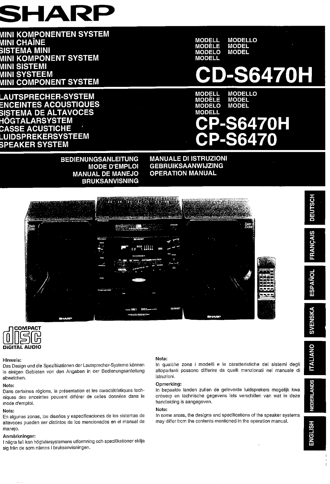 Sharp CD-S6470H, CP-S6470, CP-S6470H Owner Manual