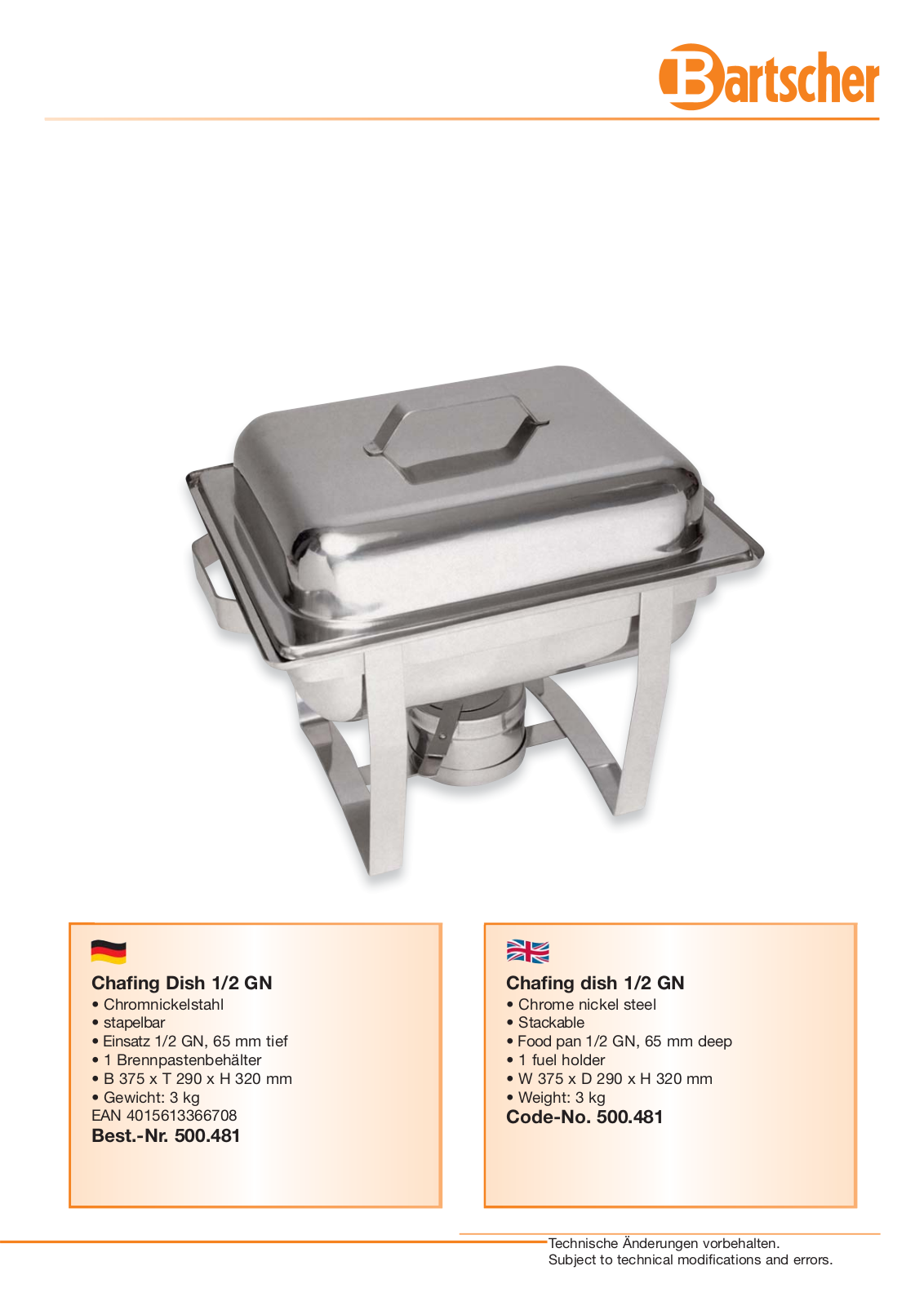 Bartscher 500481 BROCHURE