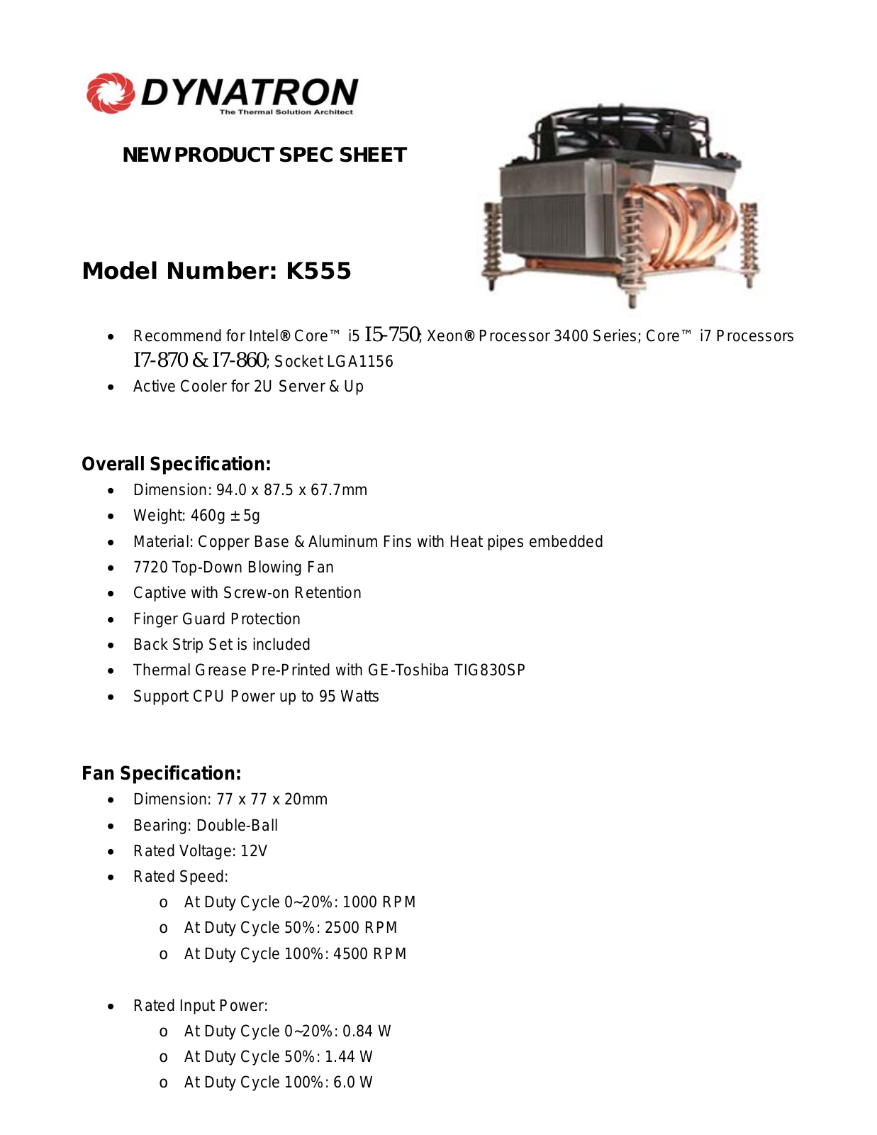 Dynatron K555 User Manual - ManualMachine.com
