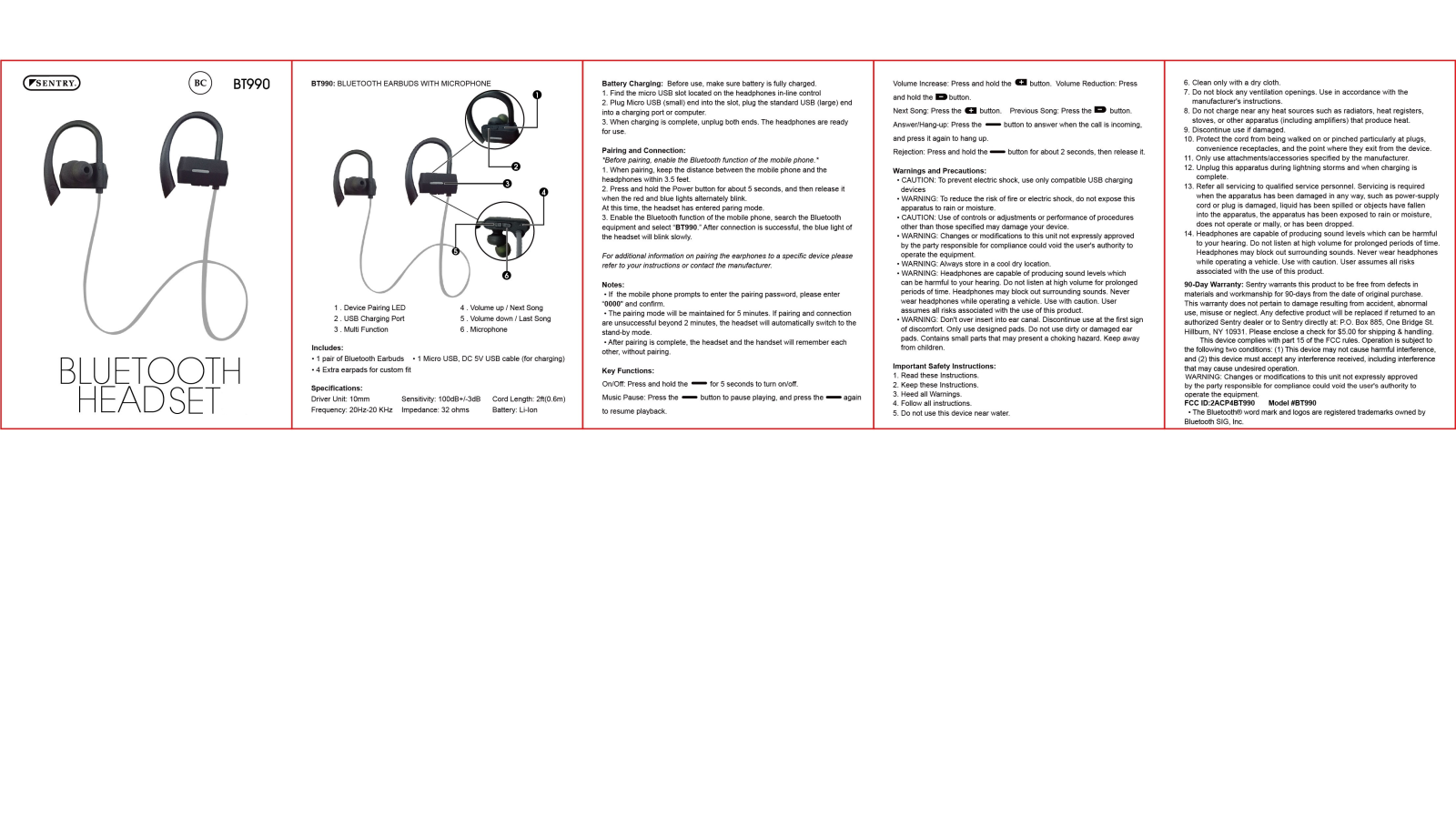 SENTRY BT990 User Manual