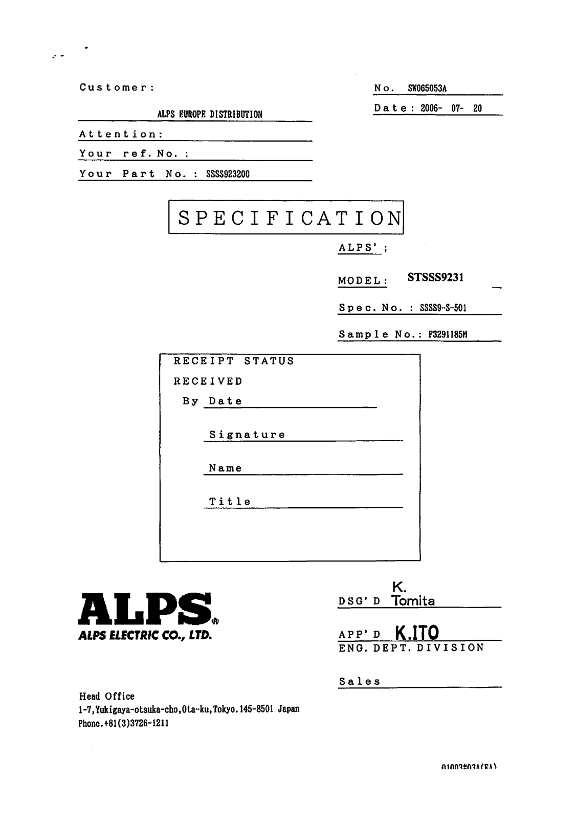 Datasheet STSSS9231 Datasheet (ALPS) - ManualMachine.com