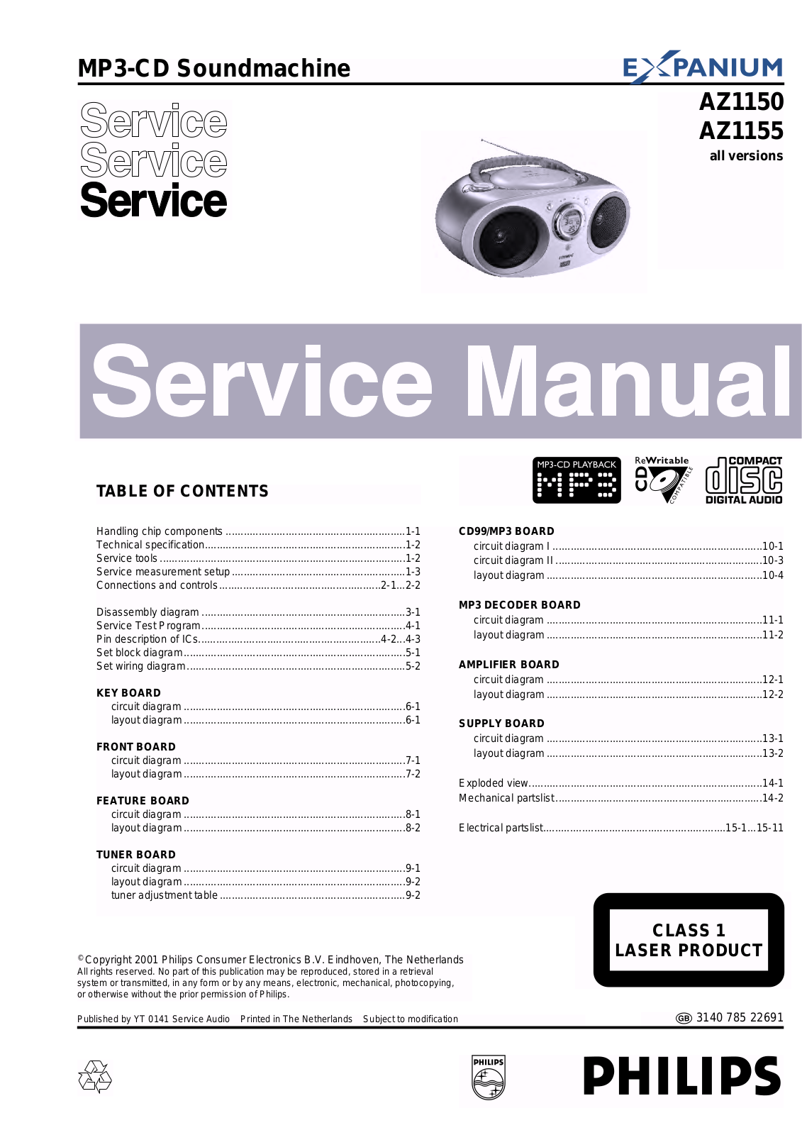 Philips AZ-1150 Service Manual