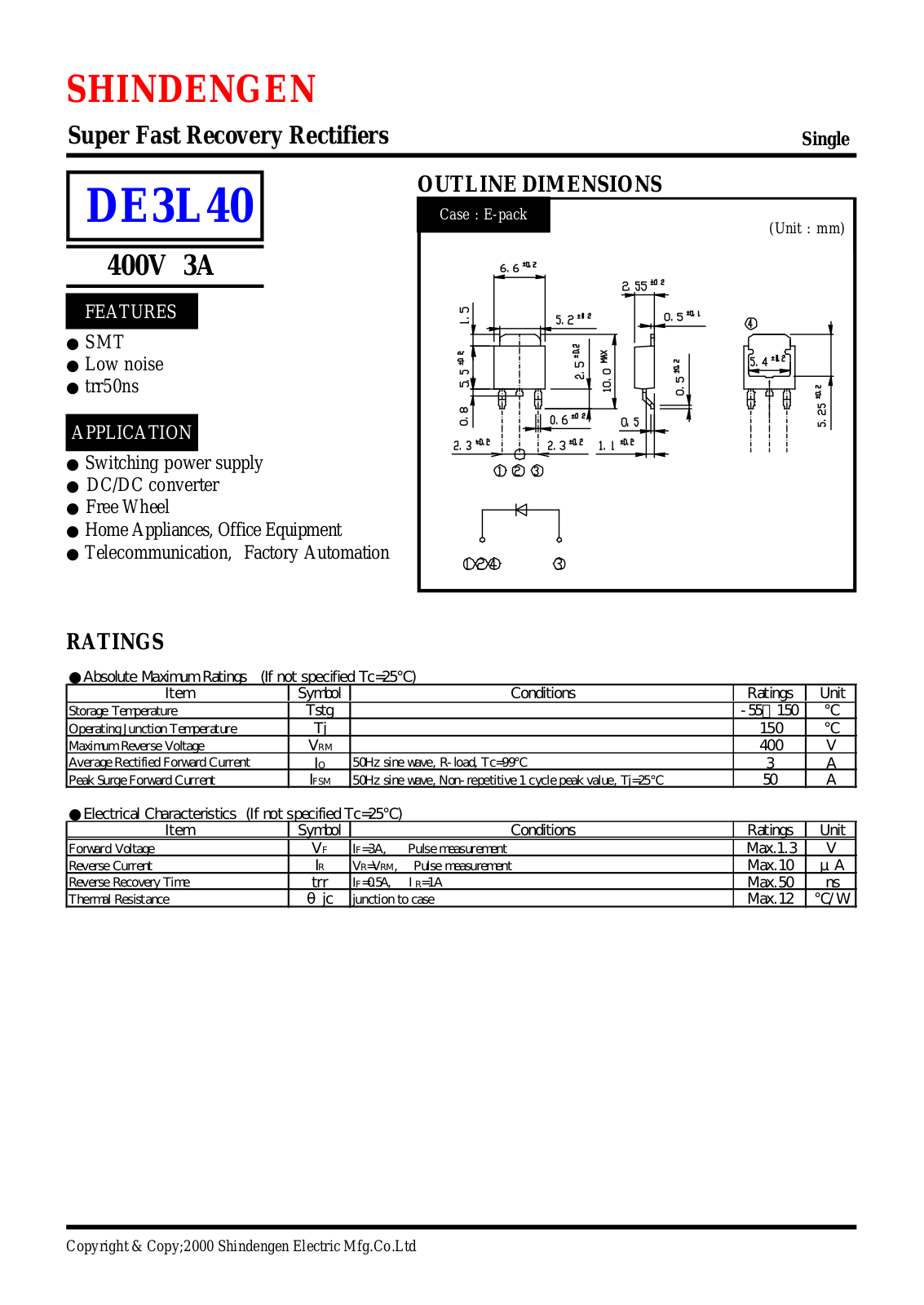 Datasheet DE3L40 Datasheet (Shindengen) - ManualMachine.com