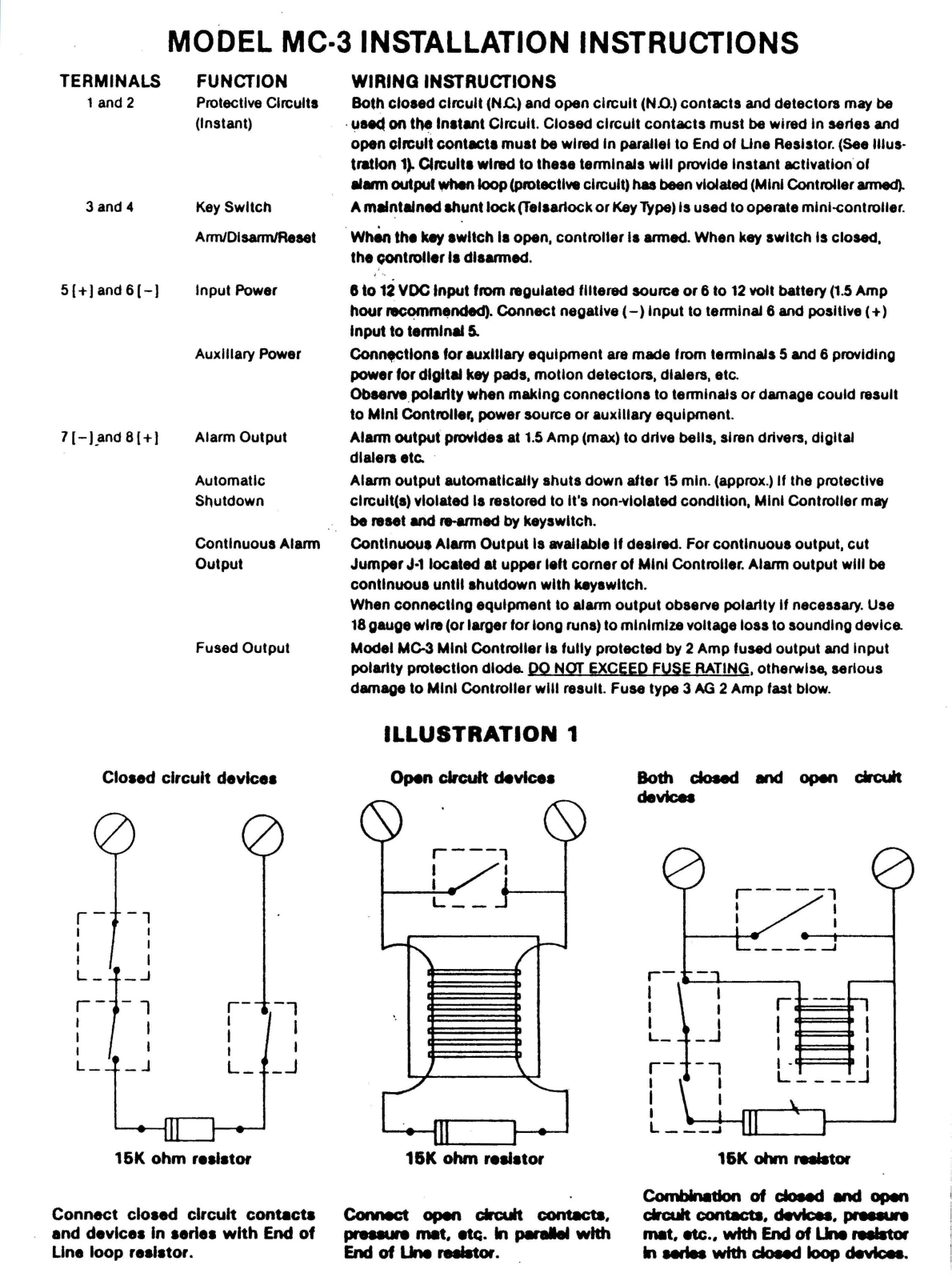 United Security Products MC-3 Specsheet