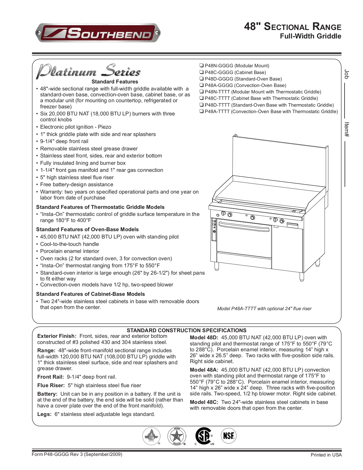 Southbend P48N-GGGG, P48C-GGGG, P48D-GGGG General Manual