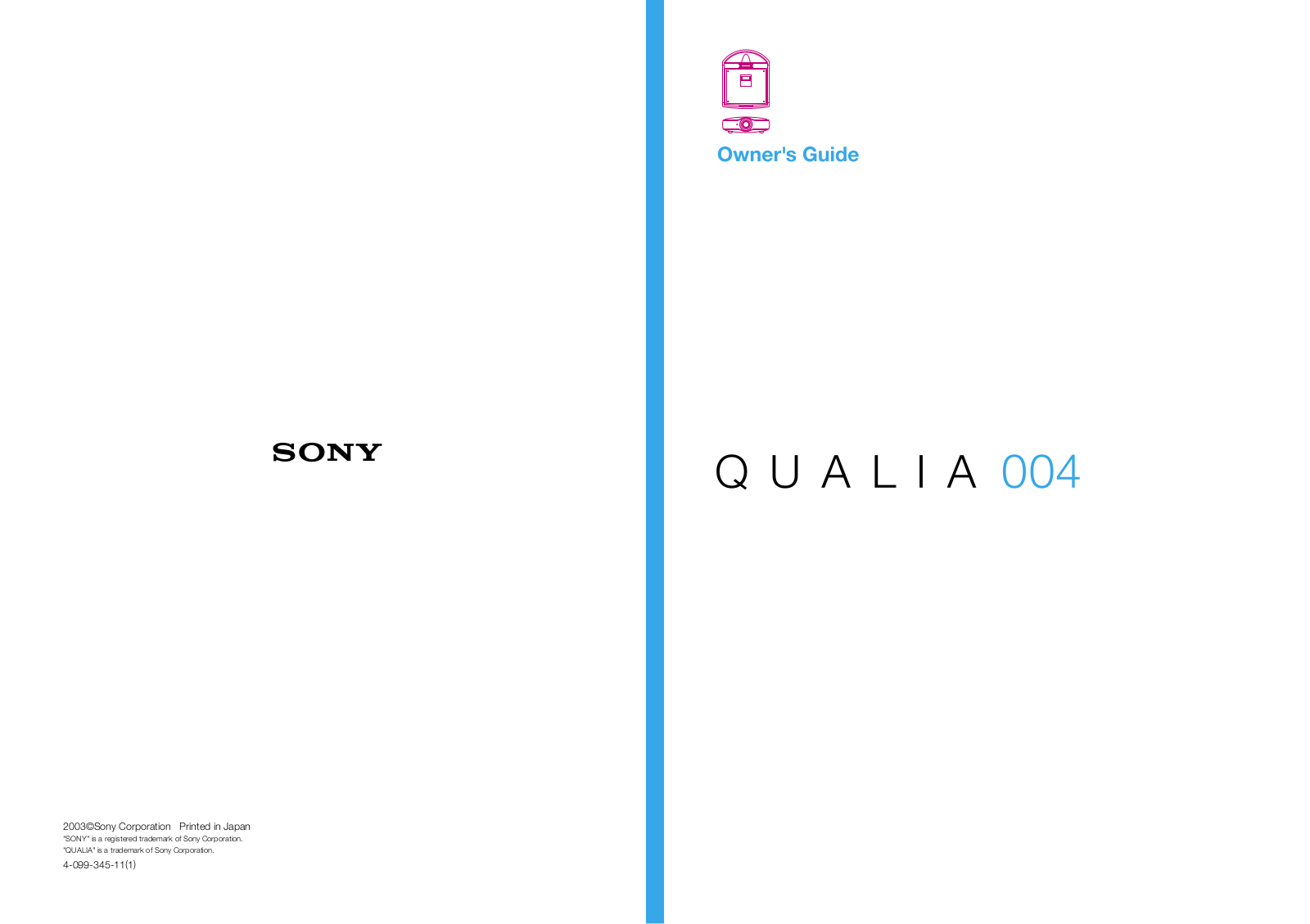 Sony Qualia-004 Owners manual