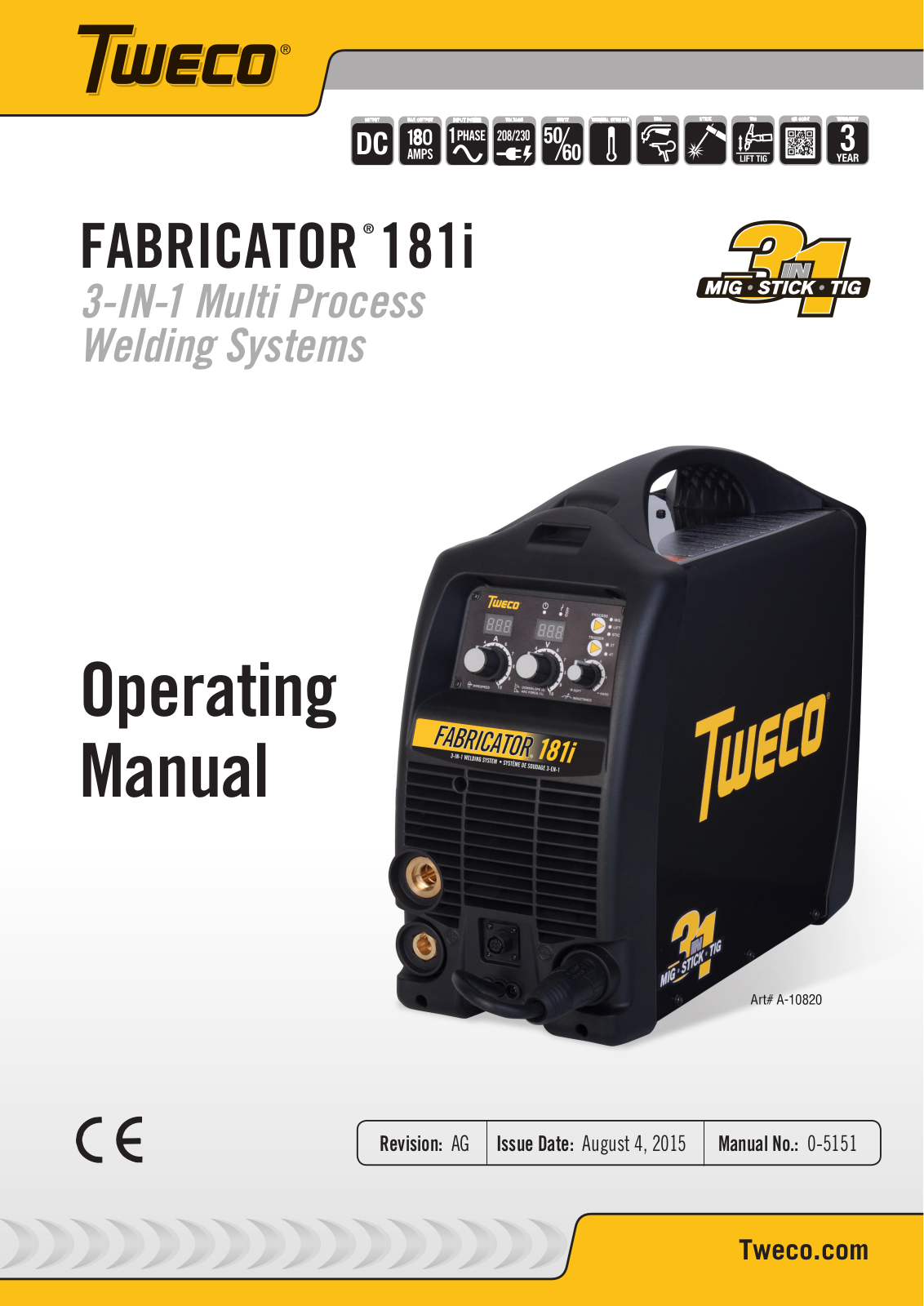 TWECO FABRICATOR 181i 3-IN-1 Multi Process Welding Systems Instruction manual