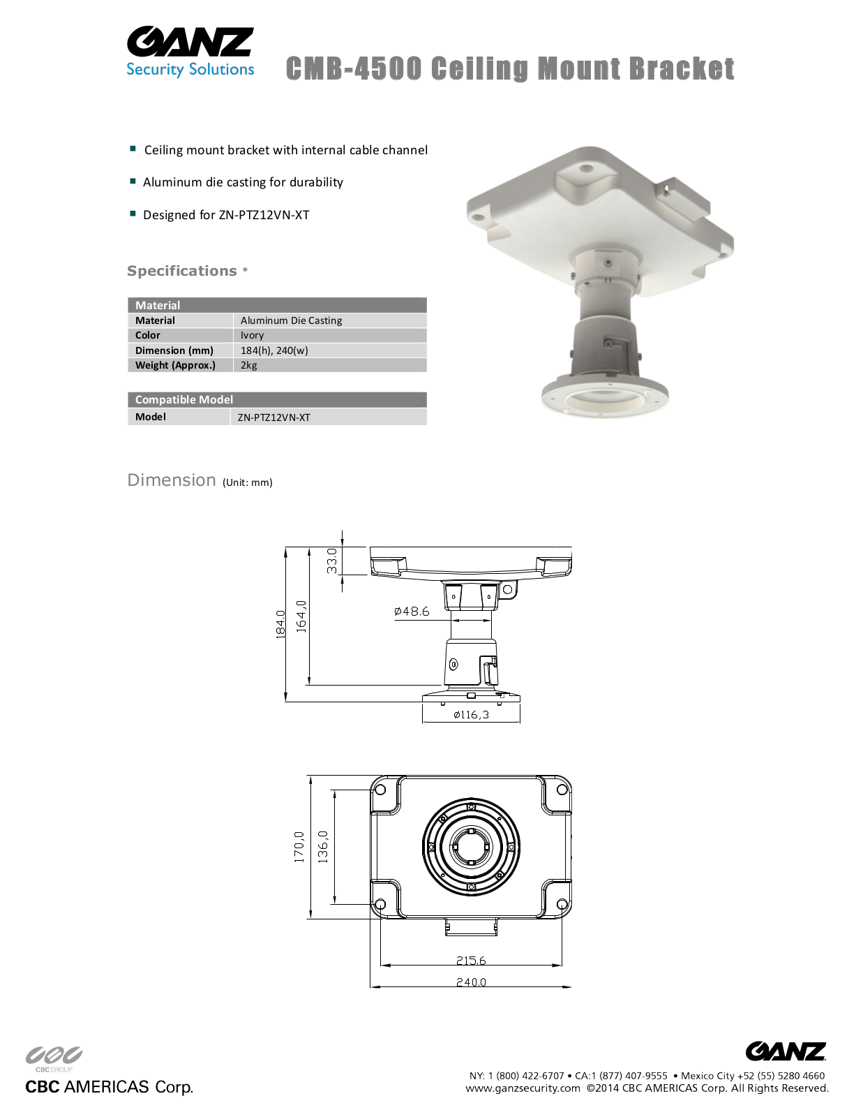 Ganz CMB-4500 Specsheet