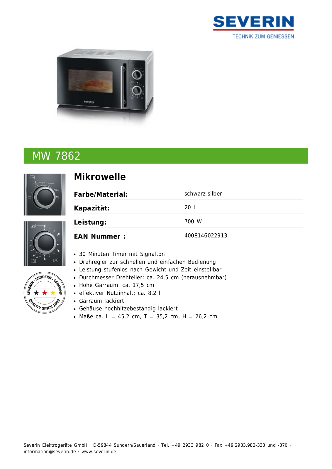 Severin MW 7862 User Manual