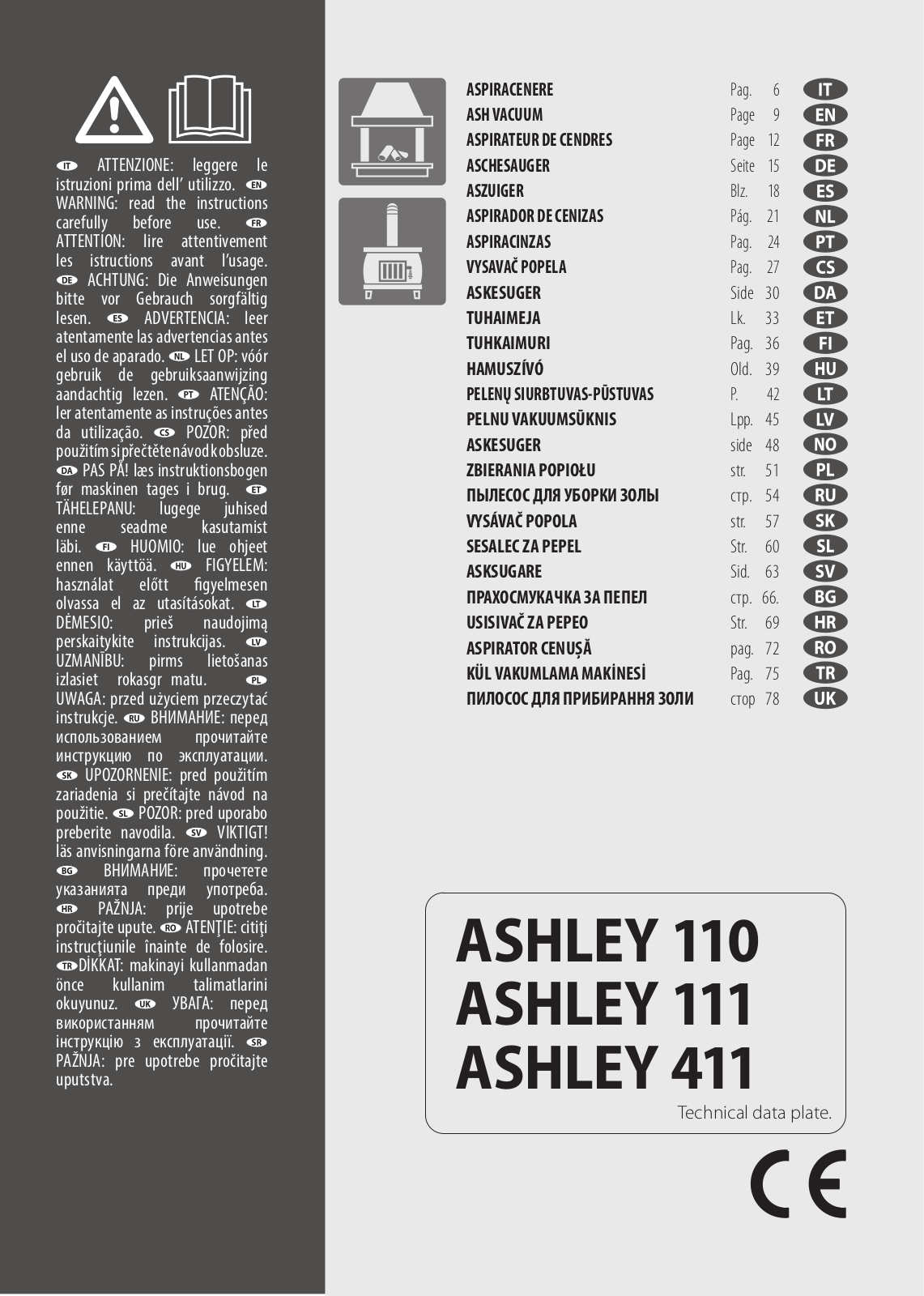 Lavor ASHLEY 110, ASHLEY 111, ASHLEY 411 User guide