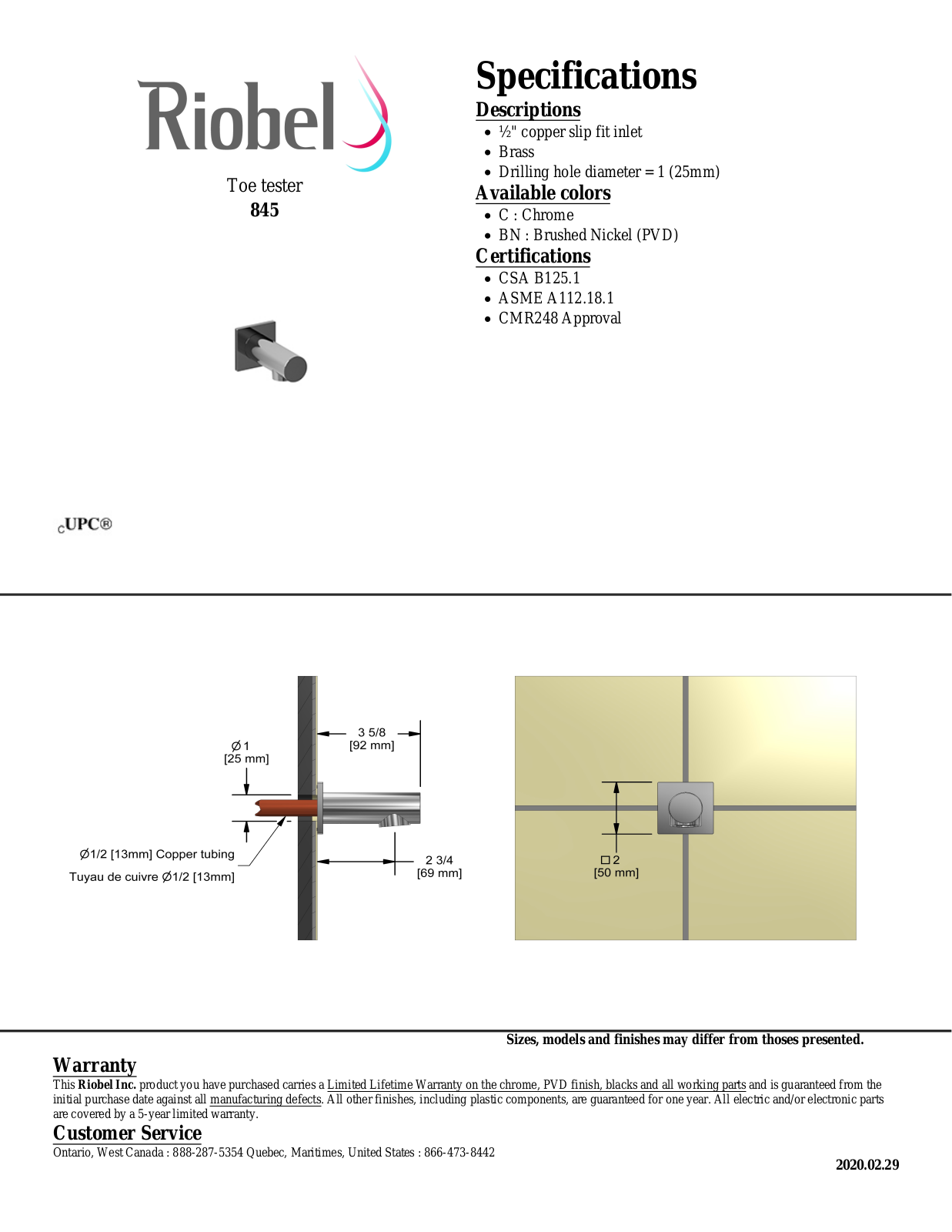 Riobel 845C Specifications - ManualMachine.com