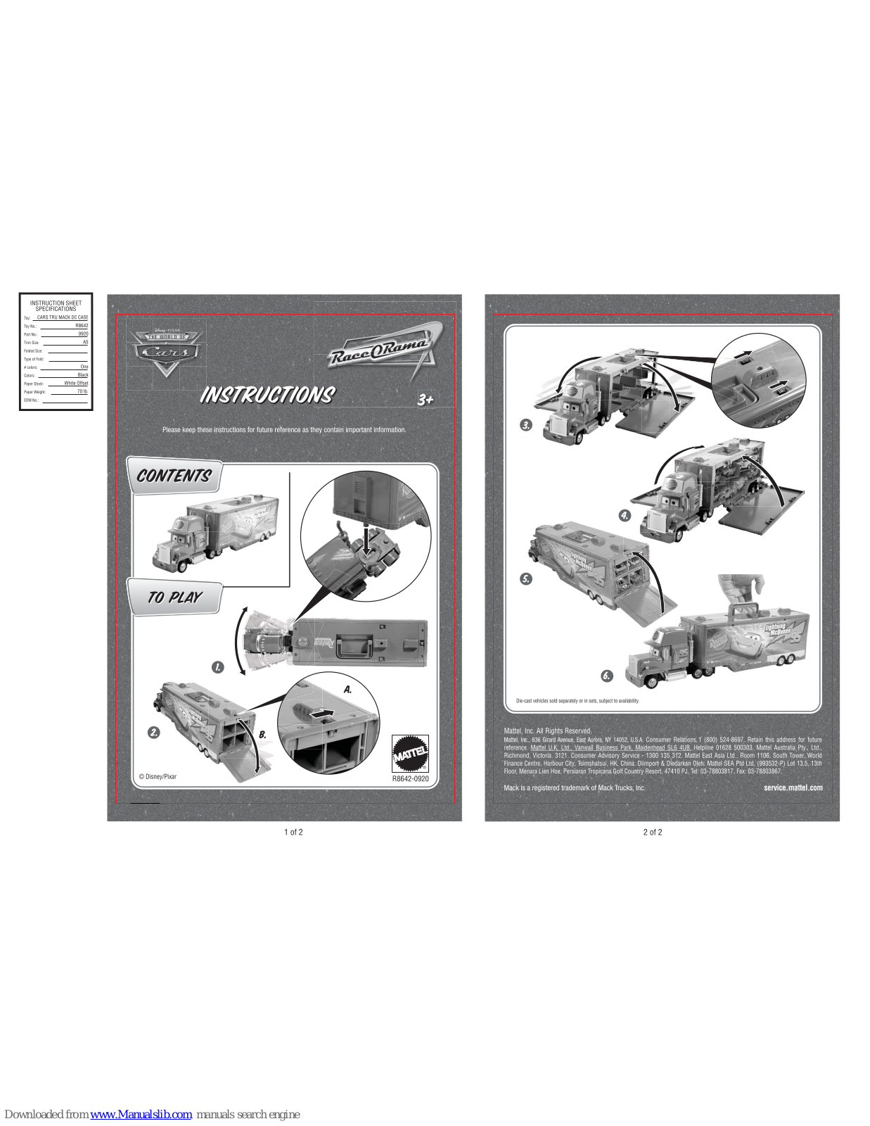 Mattel R8642 Instructions Manual