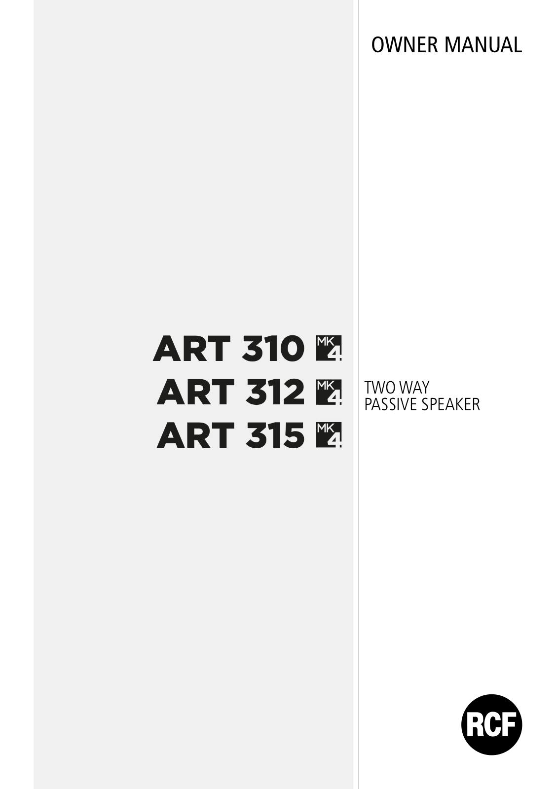 Rcf ART 315 MK4, ART 310 MK4 User Manual