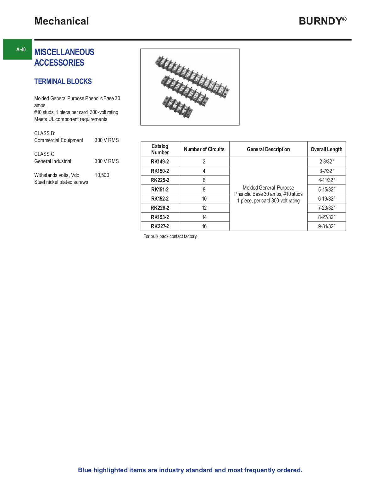 Burndy RK Catalog Page