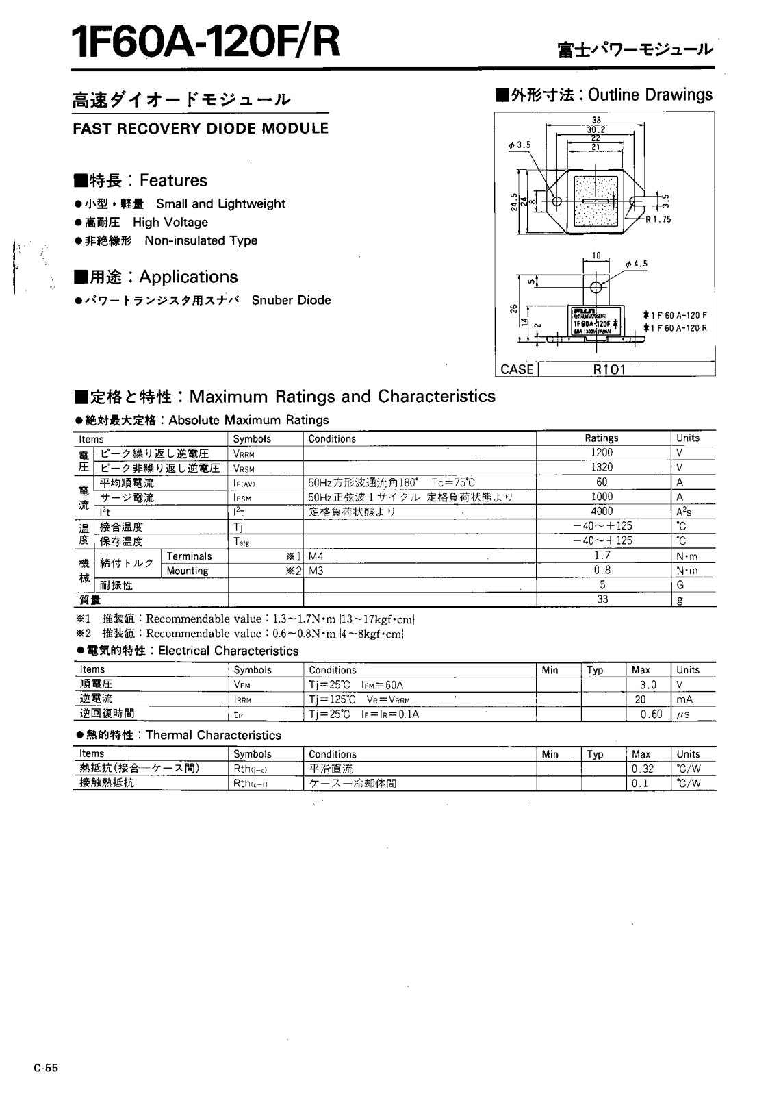 CALLM 1F60A-120R, 1F60A-120F Datasheet