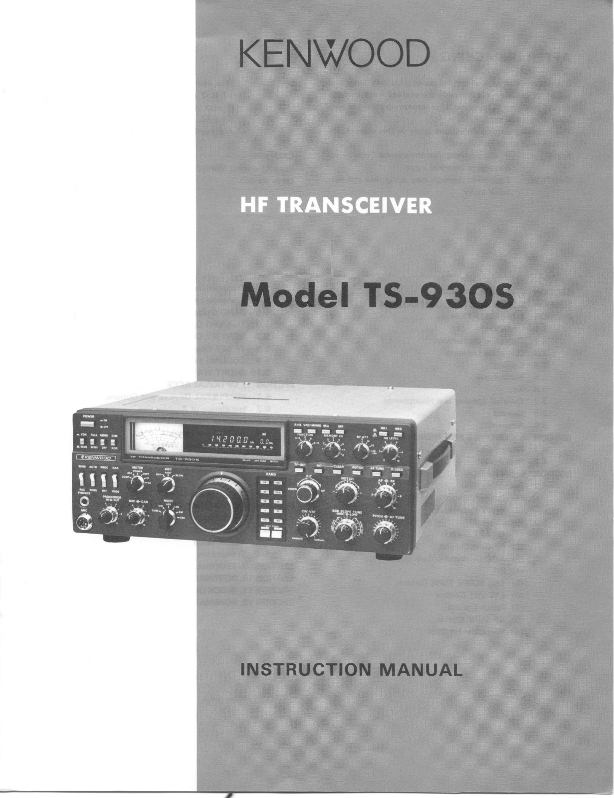 Kenwood TS-930S Owner's Manual