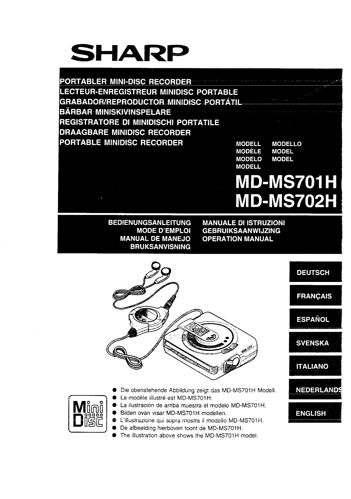 Sharp MD-MS701H, MD-MS702H User Manual