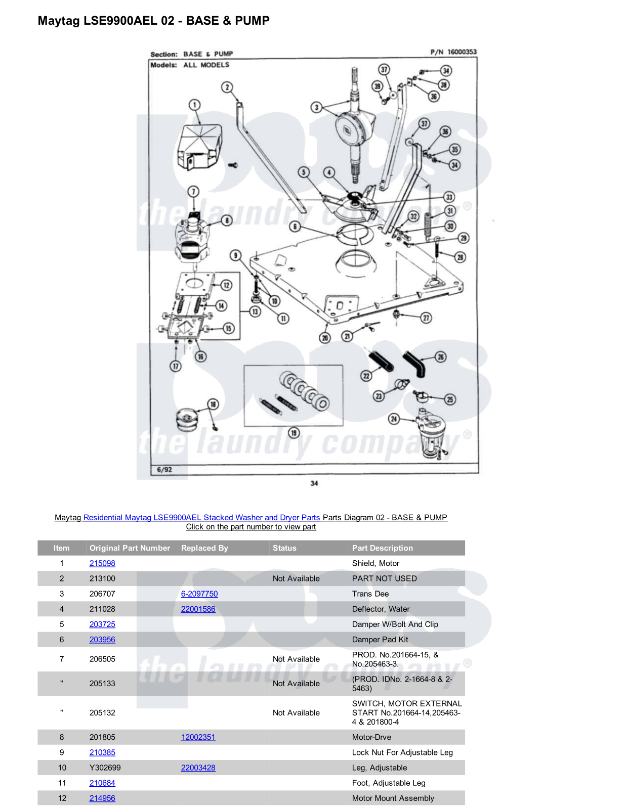 Maytag LSE9900AEL Stacked and Parts Diagram