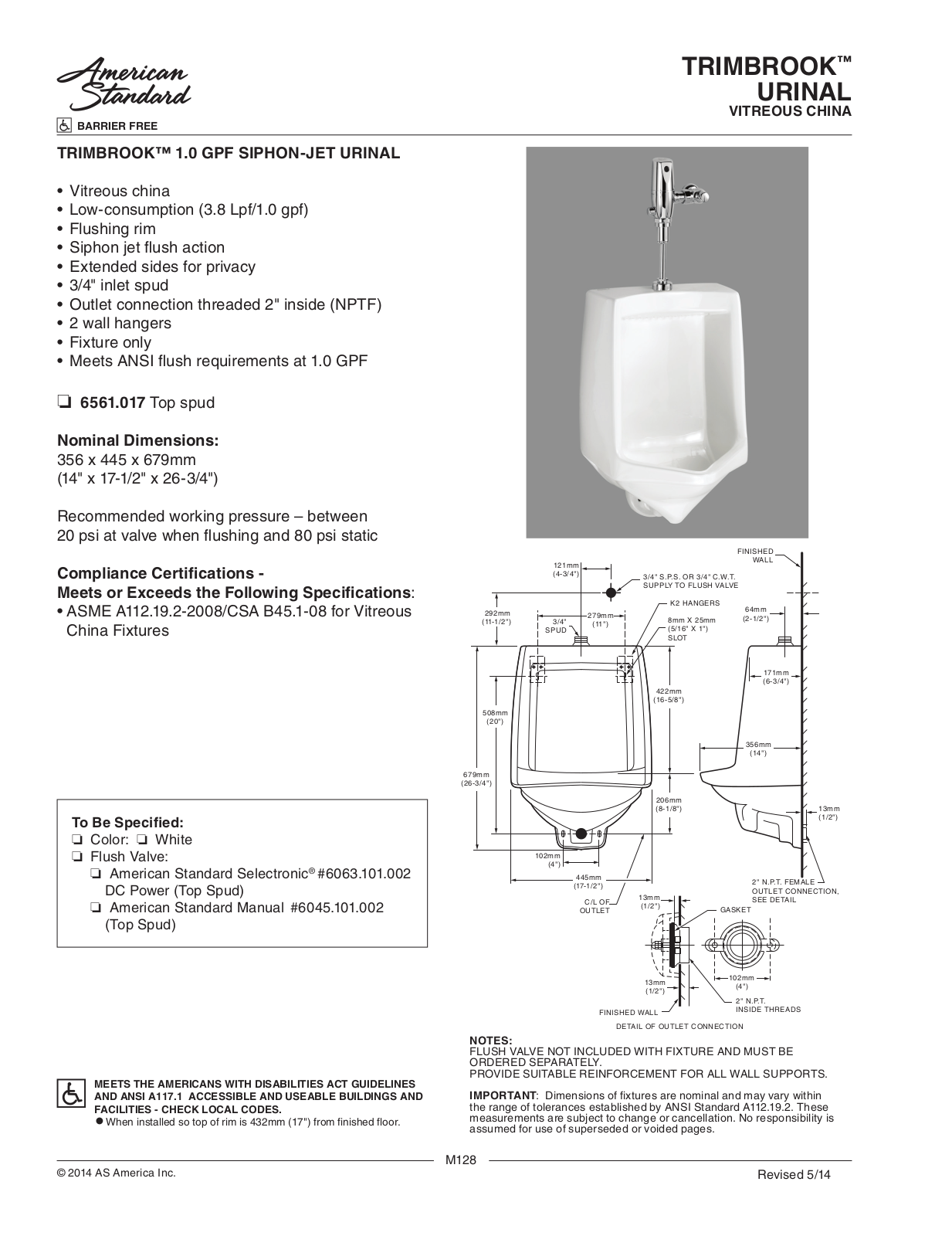 American Standard ASD10196 Specifications - ManualMachine.com