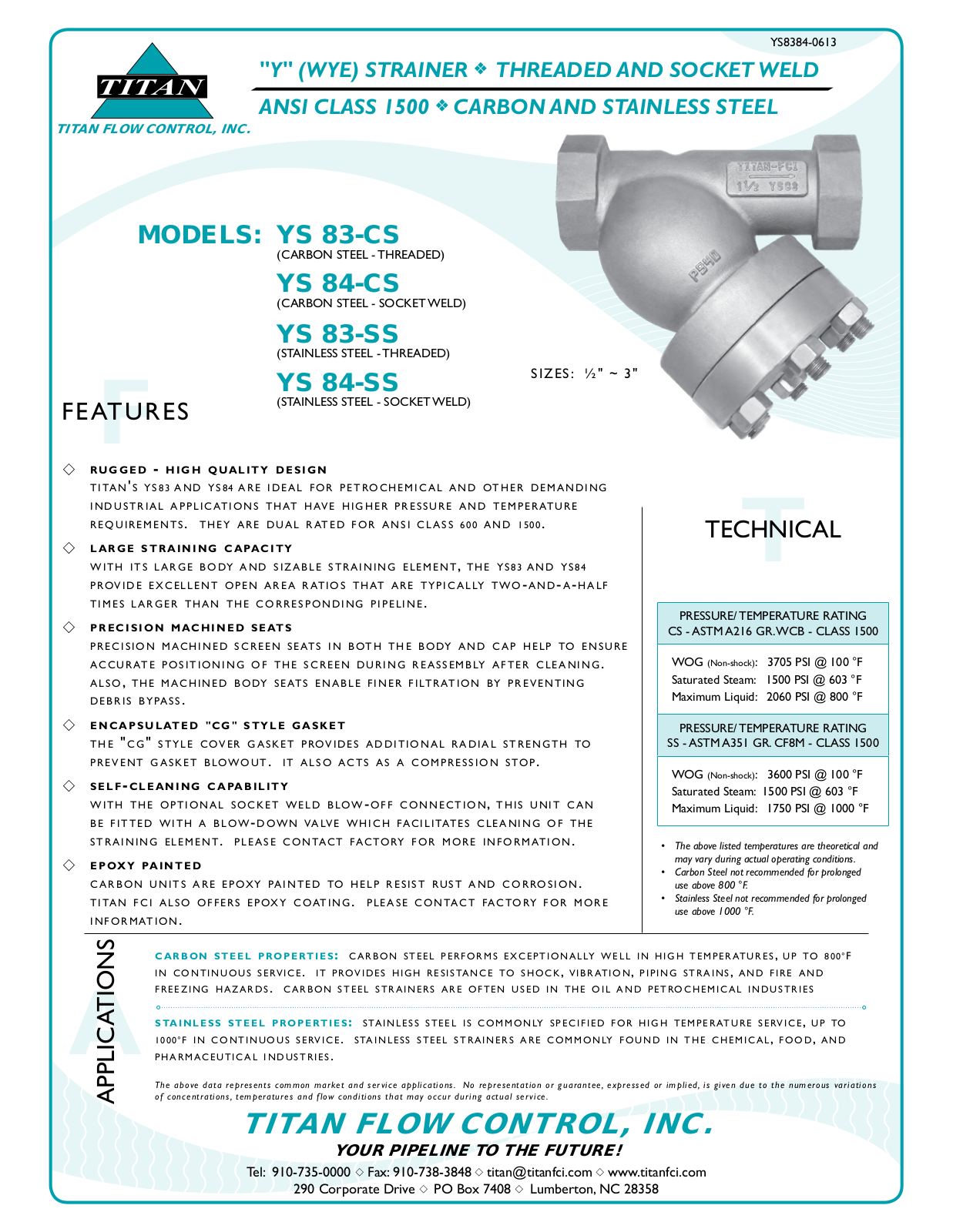 Control Products YS83-CS User Manual