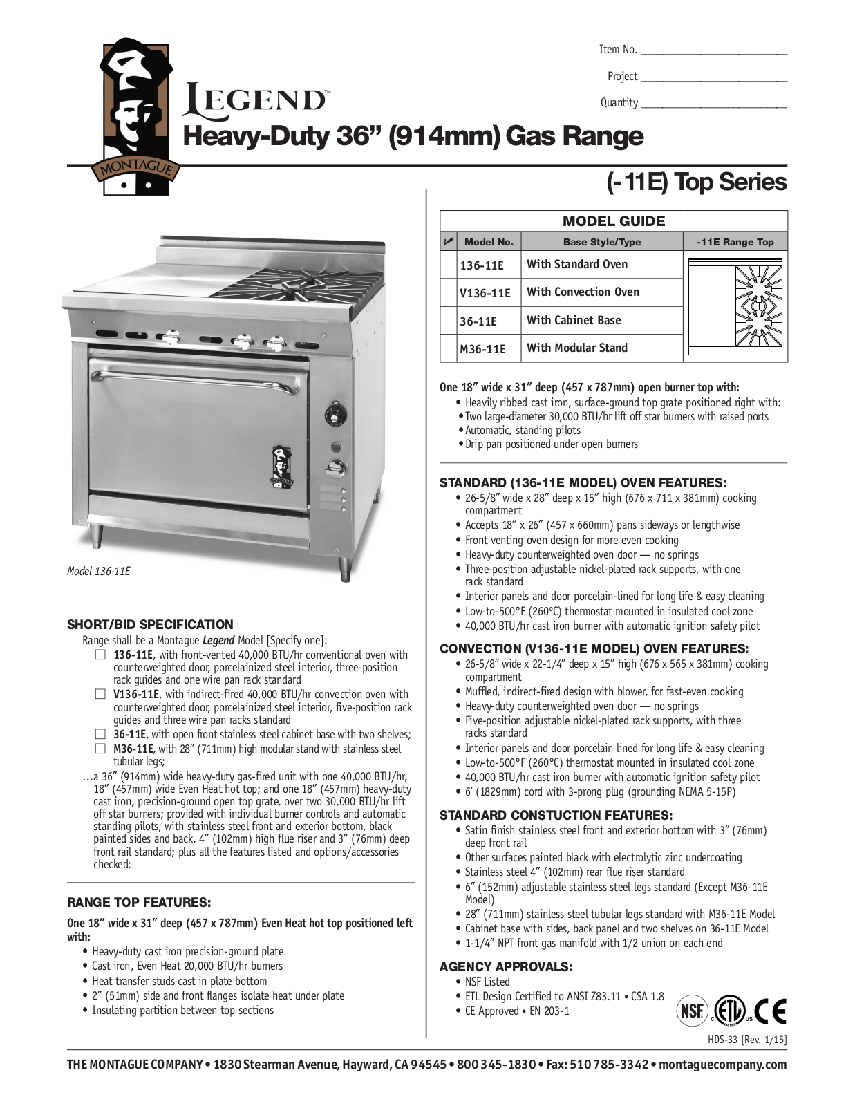 Montague 136-11E User Manual