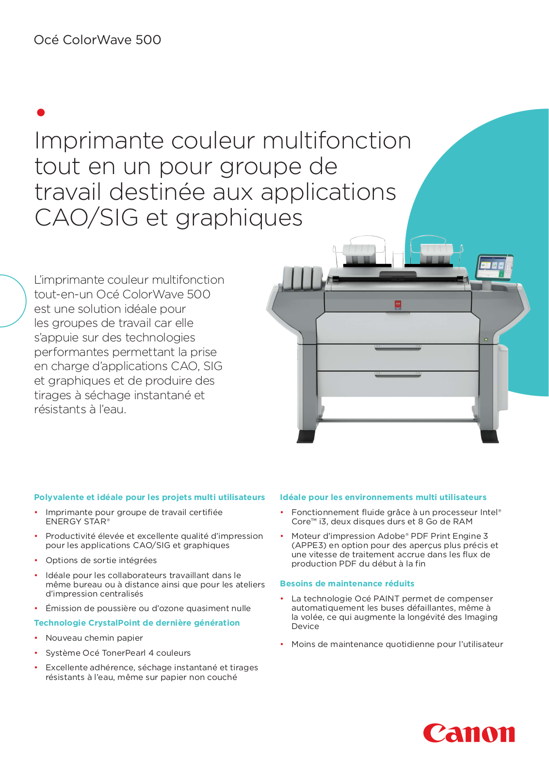 Canon OCE COLORWAVE 500 BROCHURE