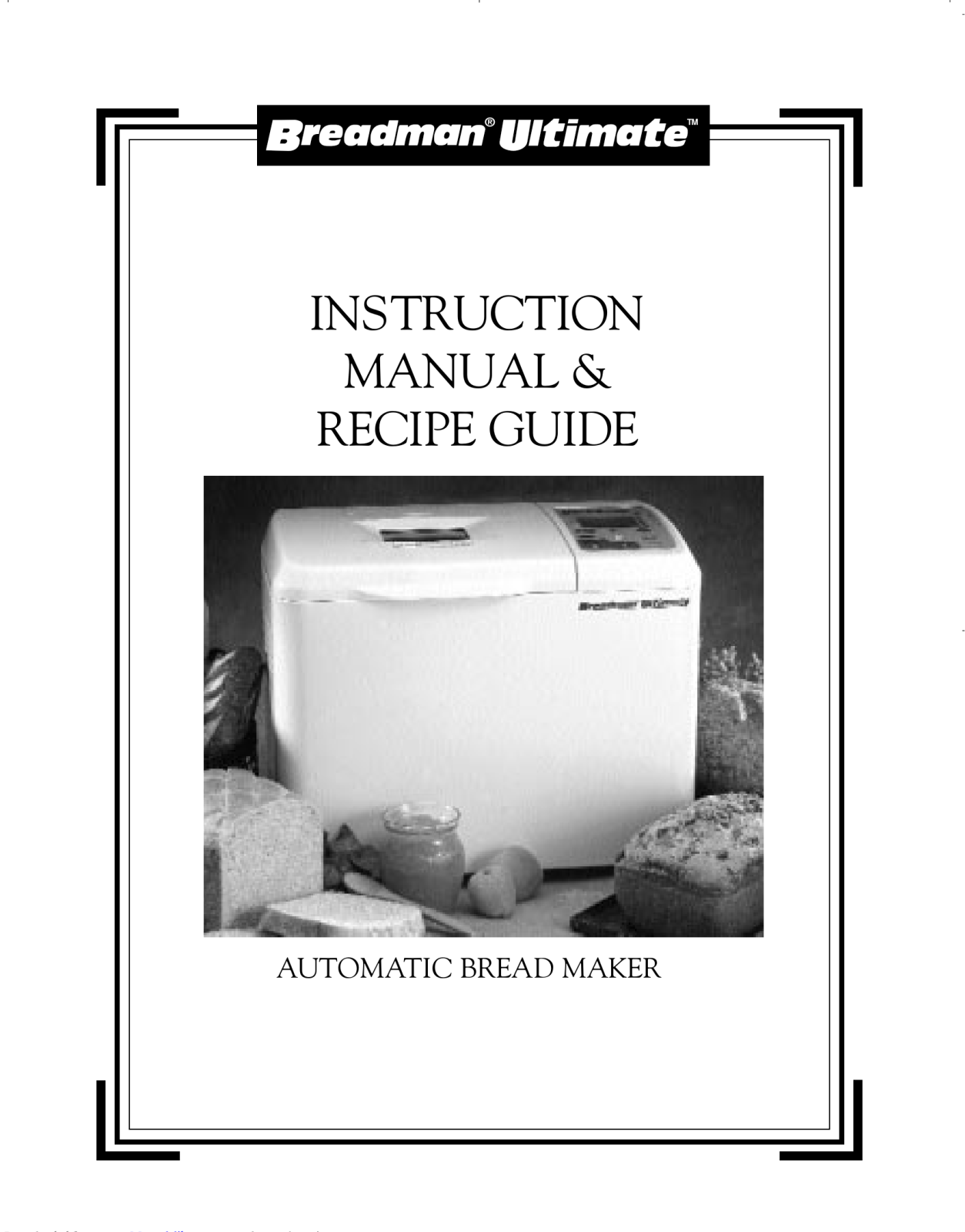 Breadman TR2200C Instruction manual & recipe manual