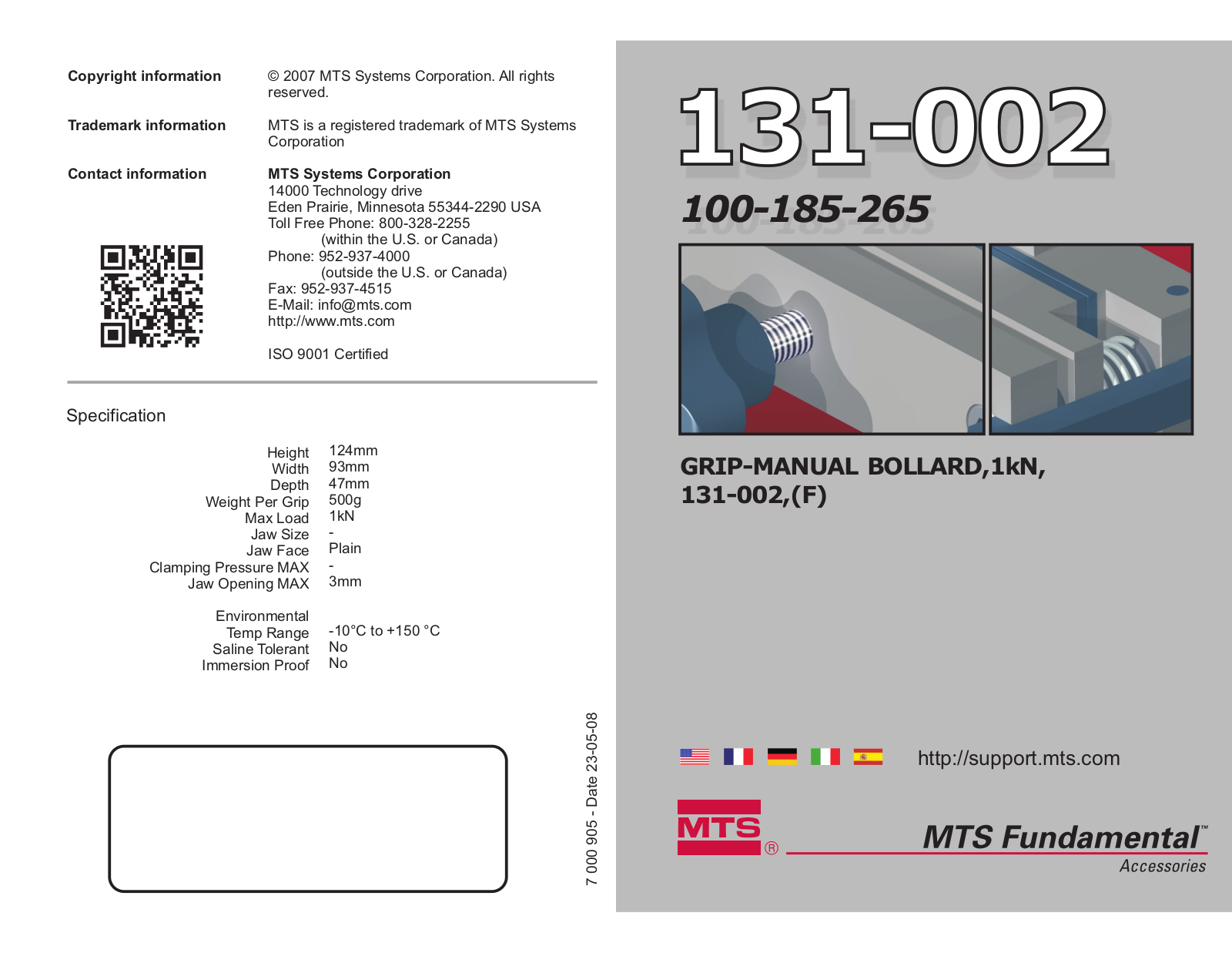 MTS 131-002 F User Manual