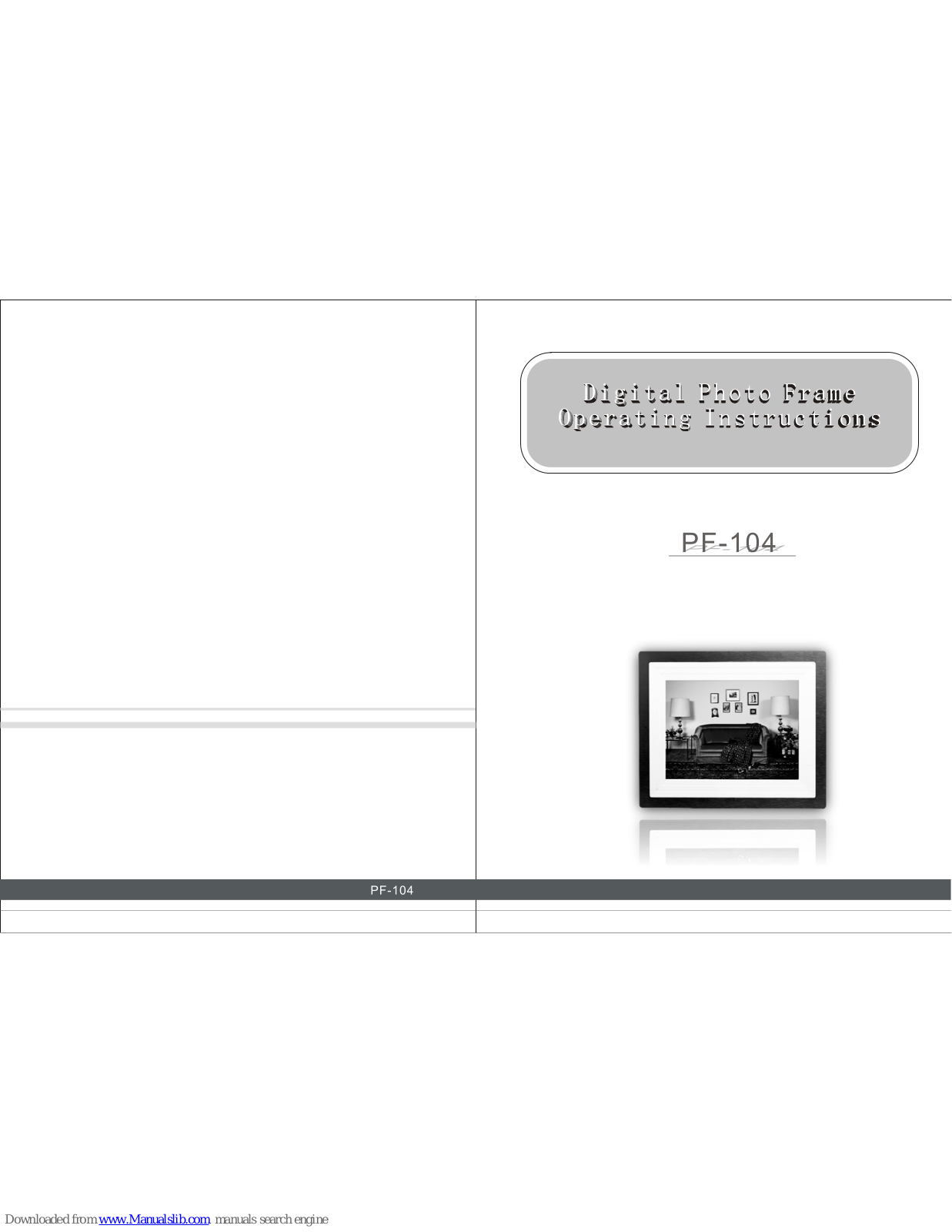 DigiFrame PF-104 Operating Instructions Manual