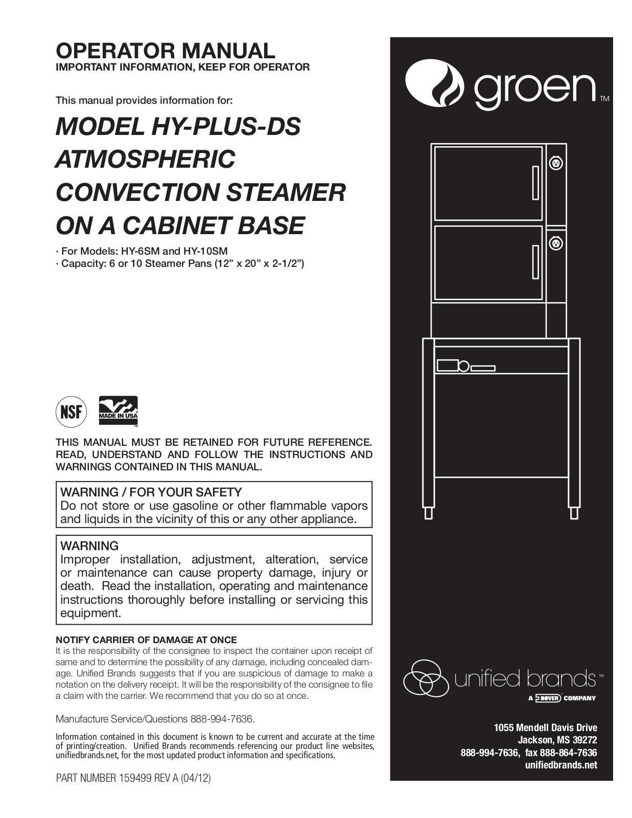 Groen HY-PLUS-DS Installation Manual