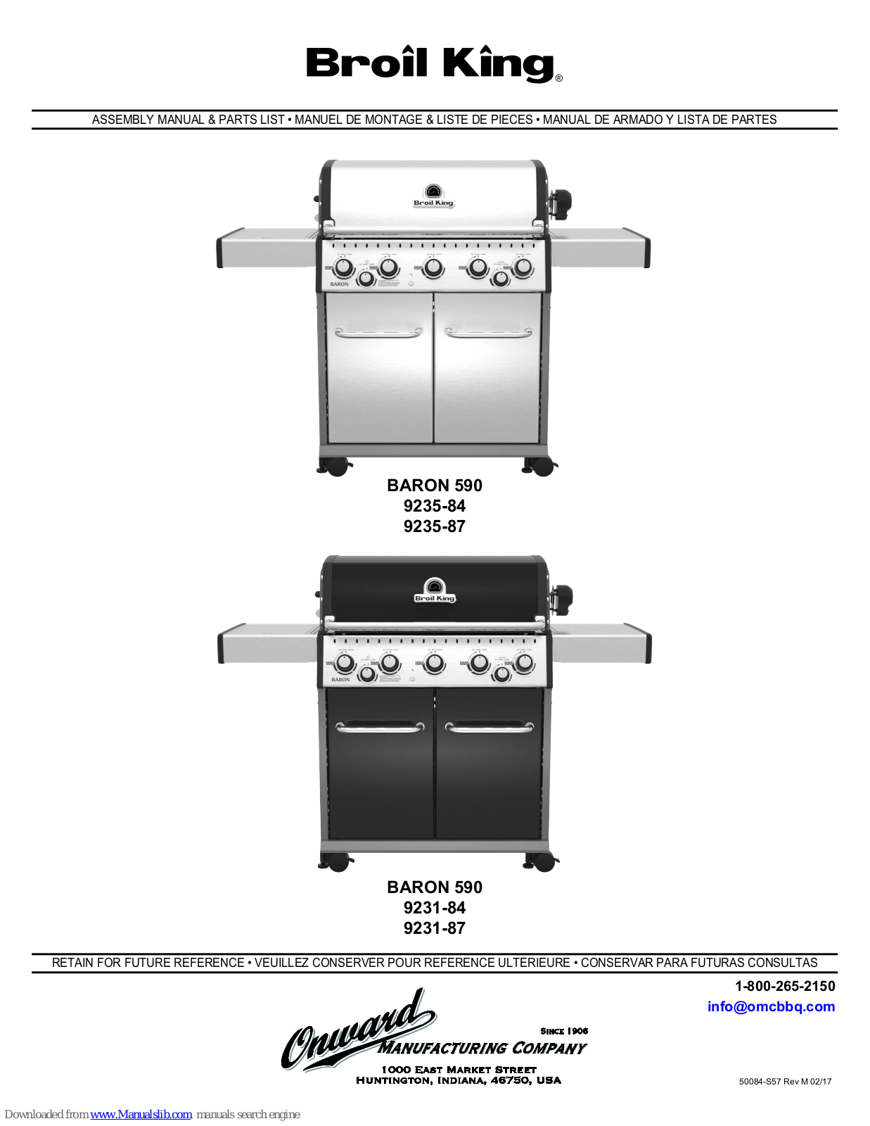 Broil King 9235-84, 9235-87, 9231-84, 9231-87 Assembly Manual & Parts List