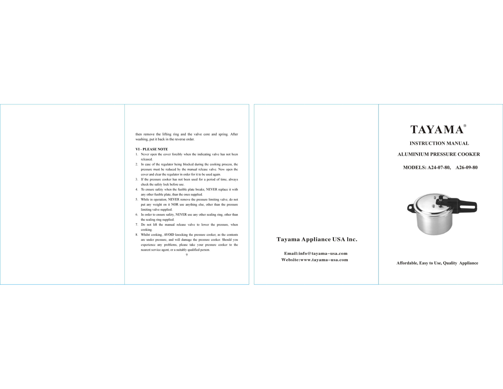 Tayama A26-09-80 User Manual